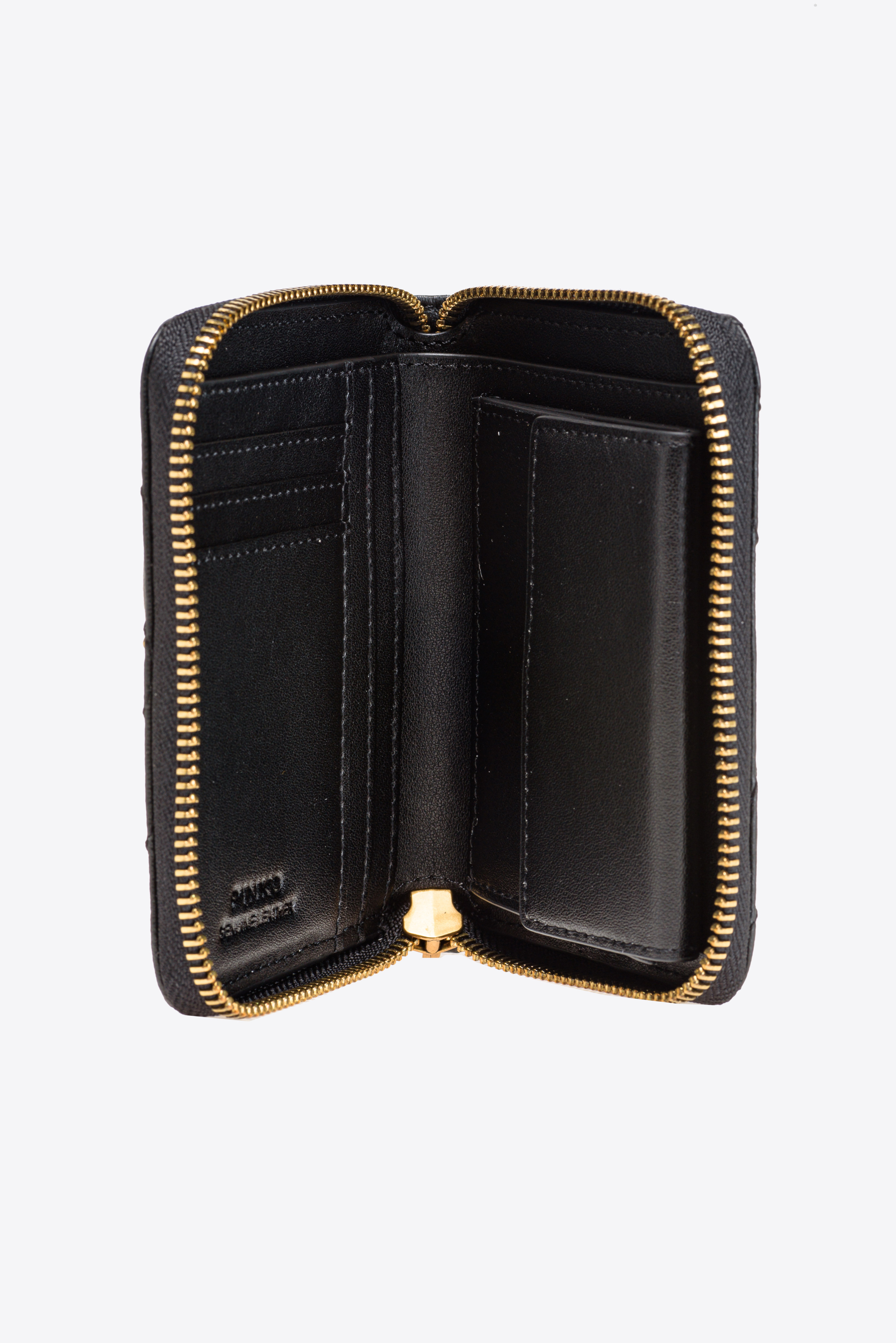 Small zip-around purse in chevron-patterned nappa leather