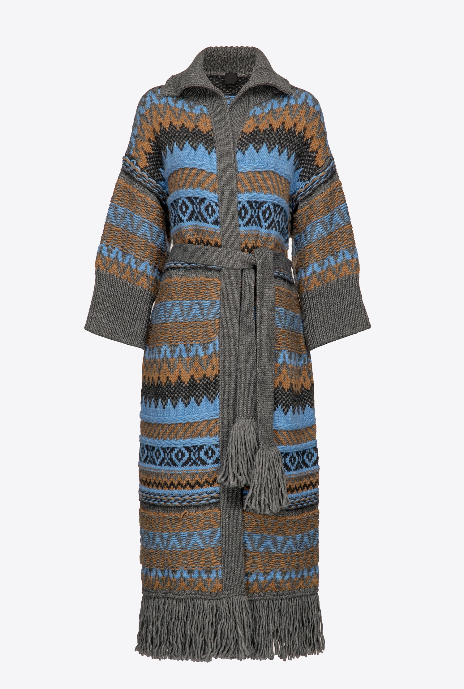 Alpaca-blend jacquard cardi-coat