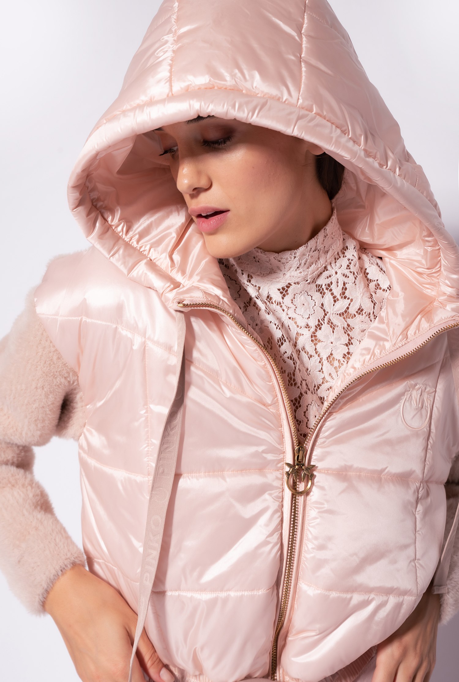 Jacket with faux fur sleeves