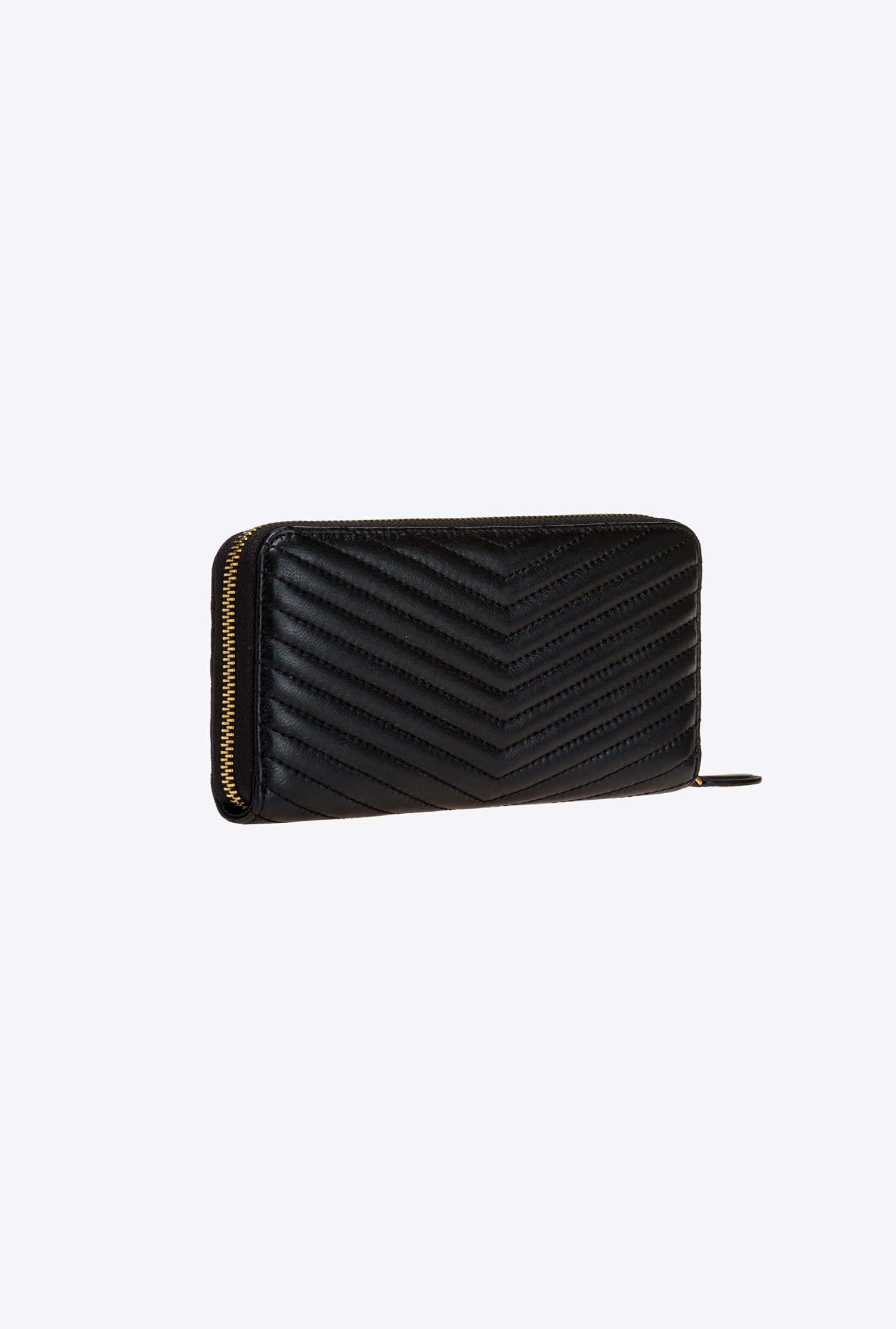 Zip-around purse in chevron-patterned nappa leather