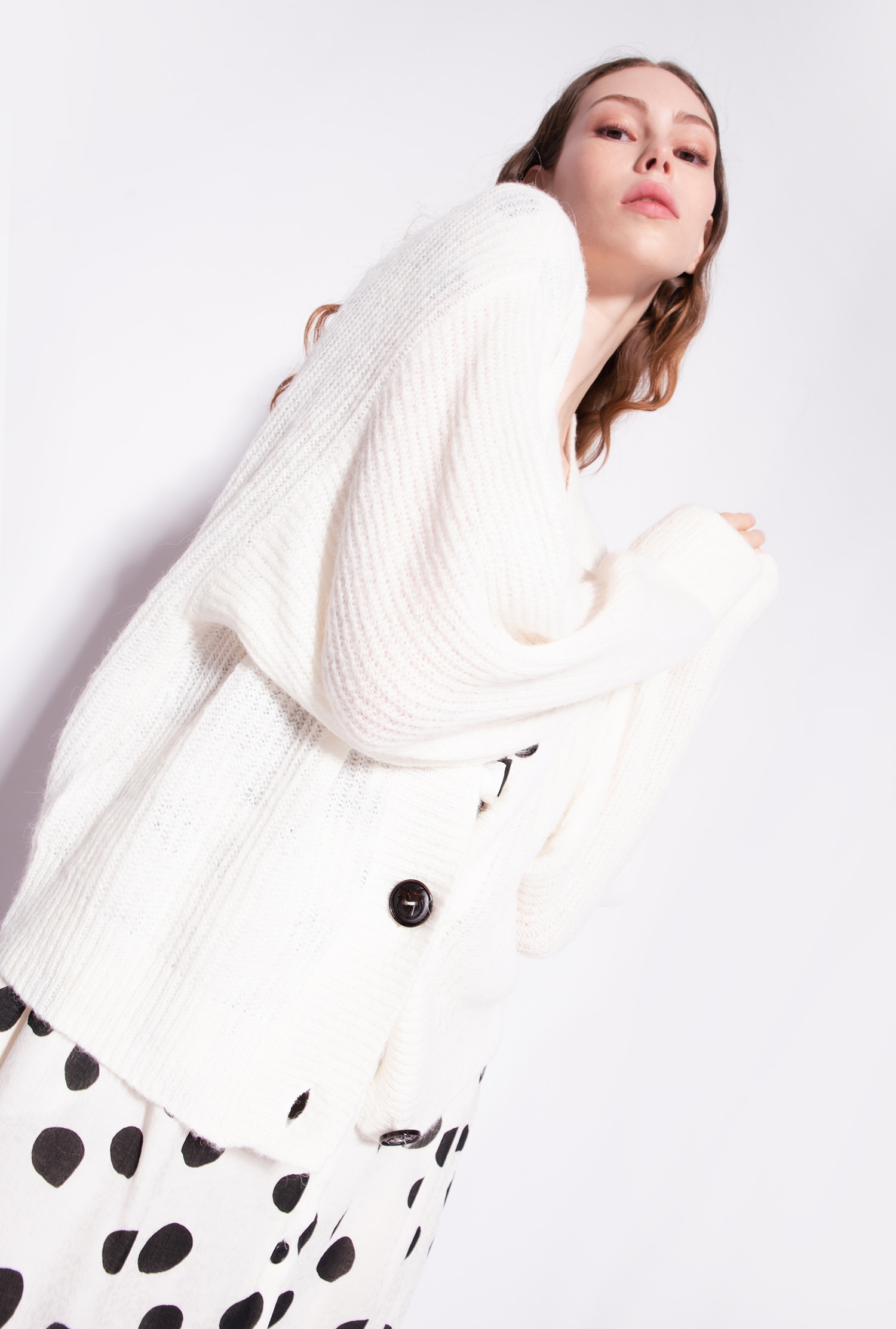 Cropped rib-knit cardigan