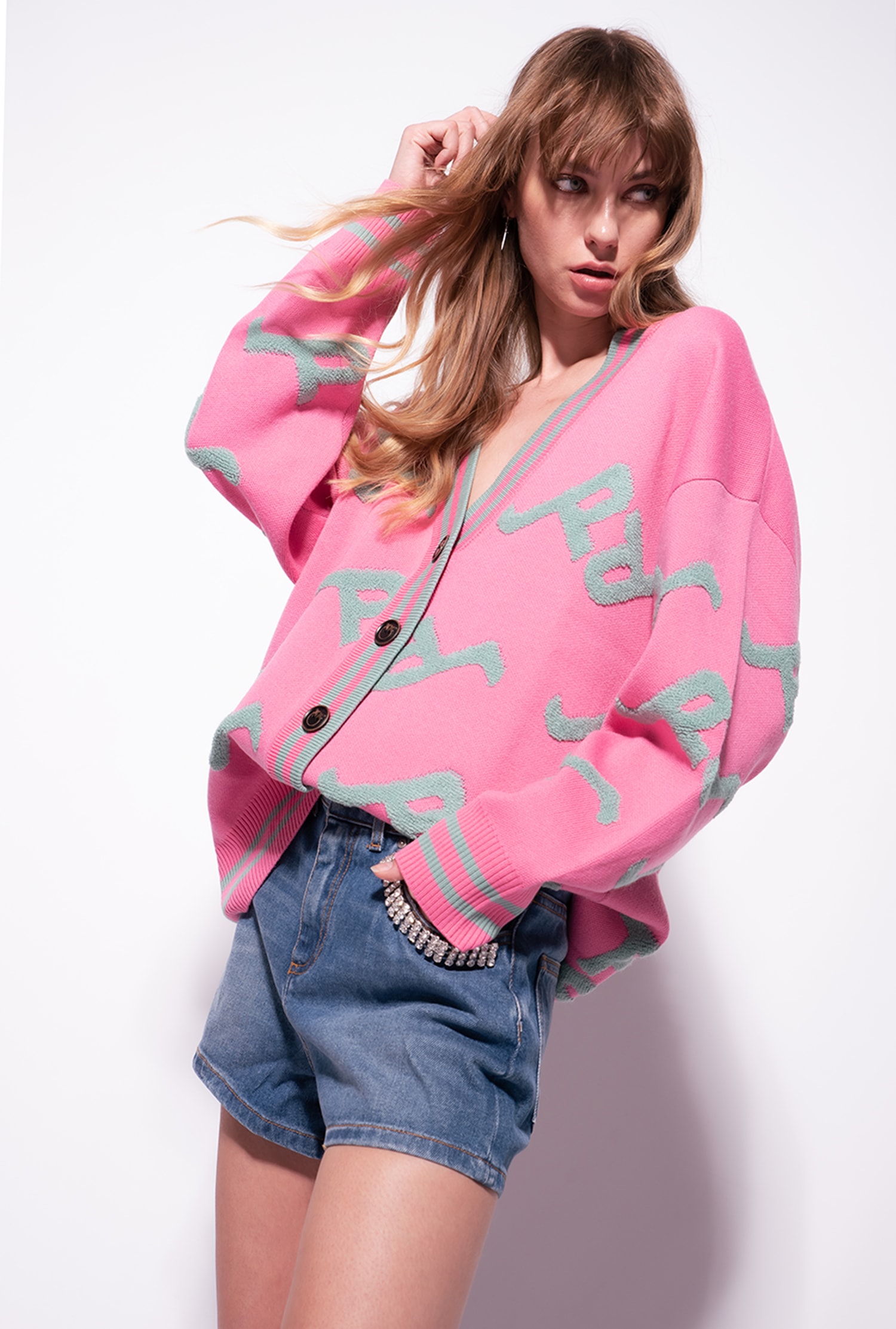 Jacquard college cardigan with logo