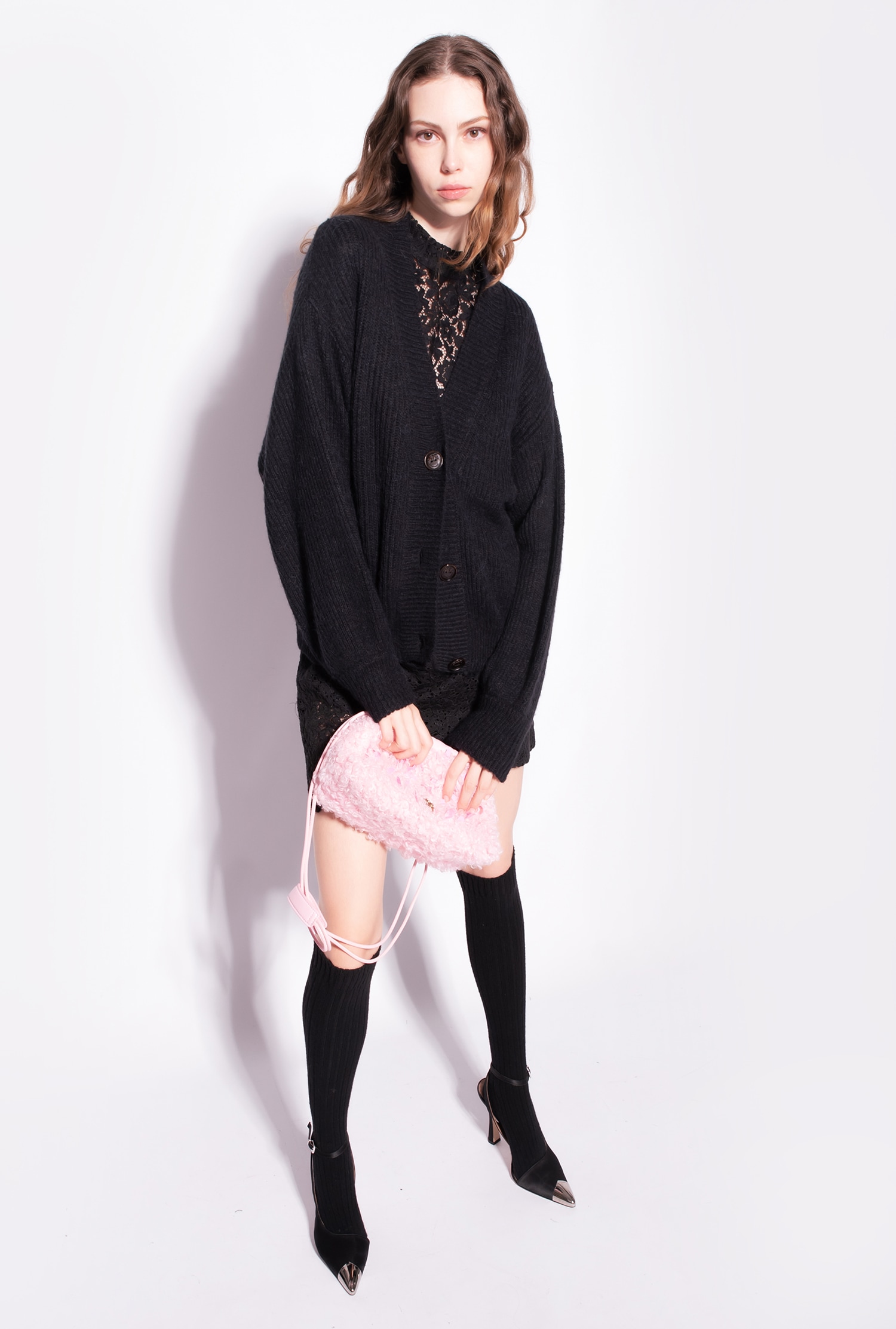 Cropped rib-knit cardigan