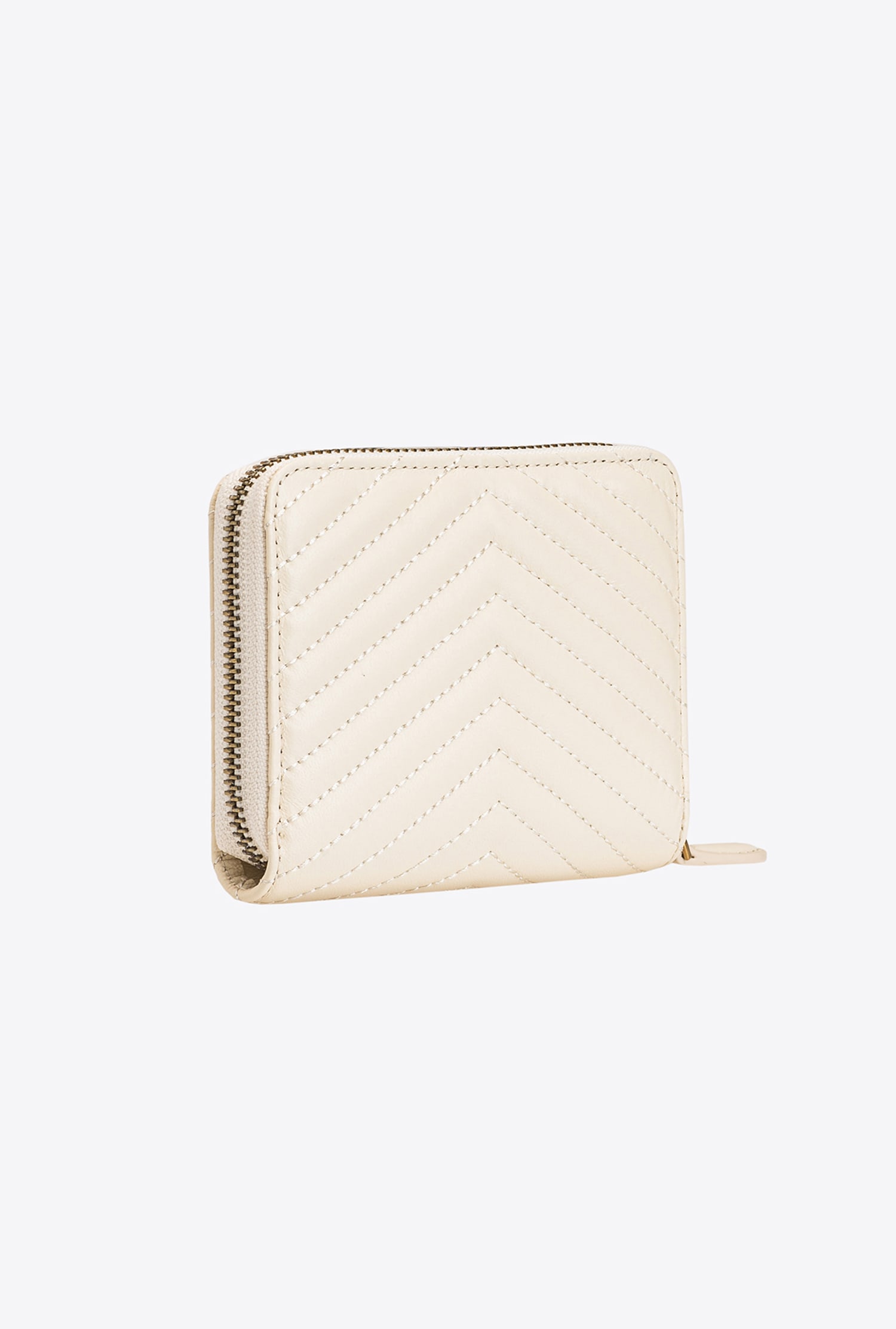 Small zip-around wallet in chevron-patterned nappa