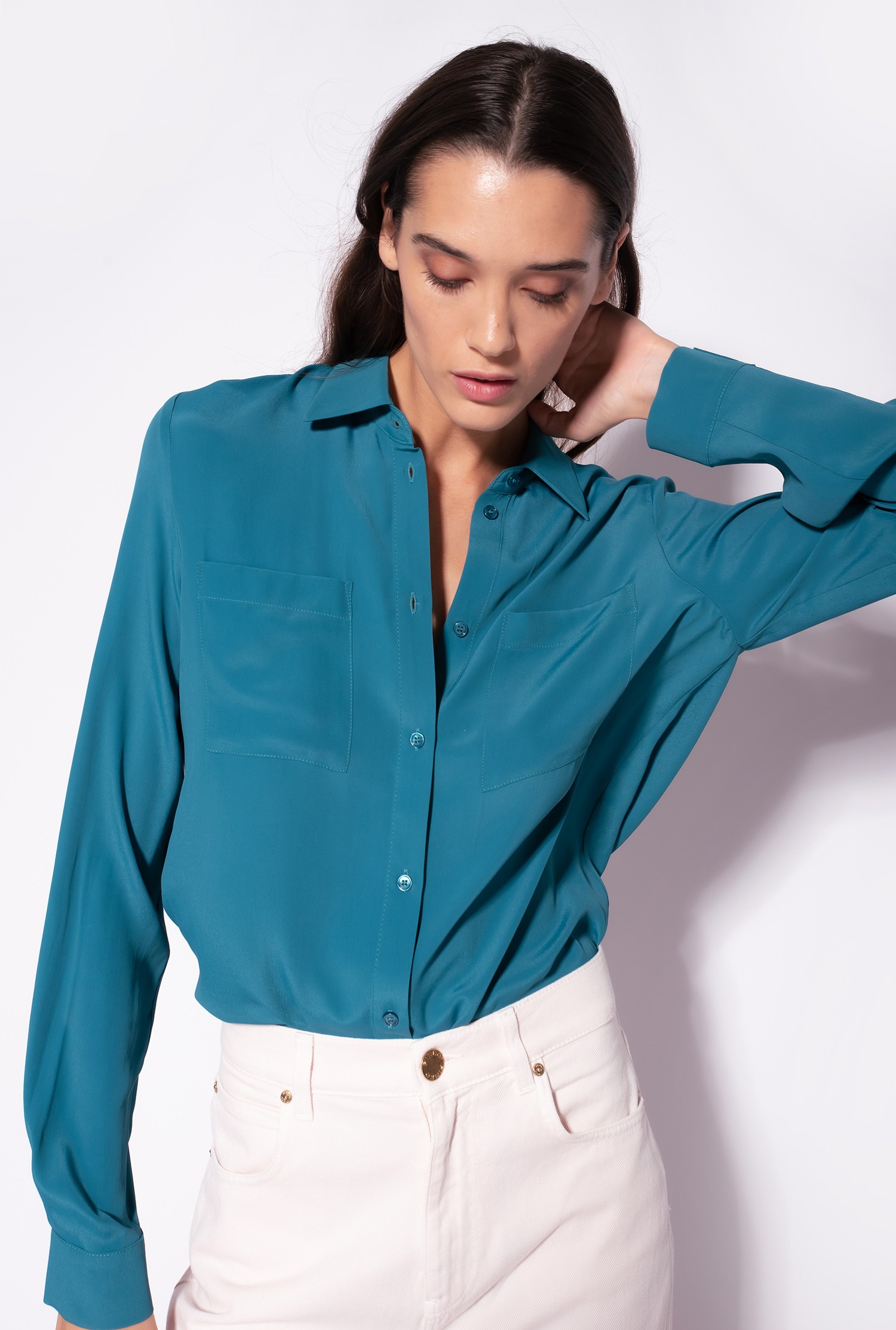 Silk-blend shirt with breast pocket