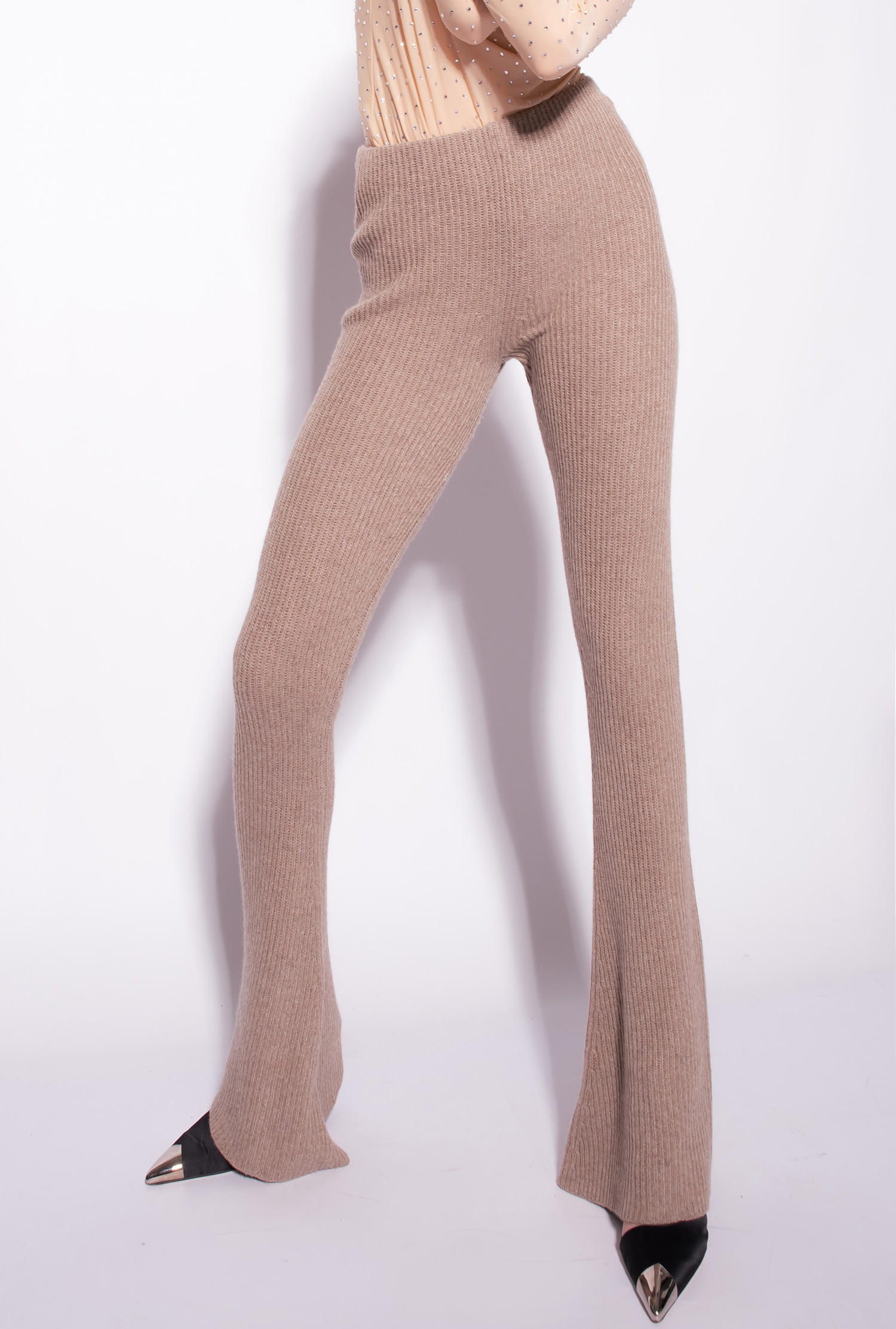 Men's ribbed knit flared trousers