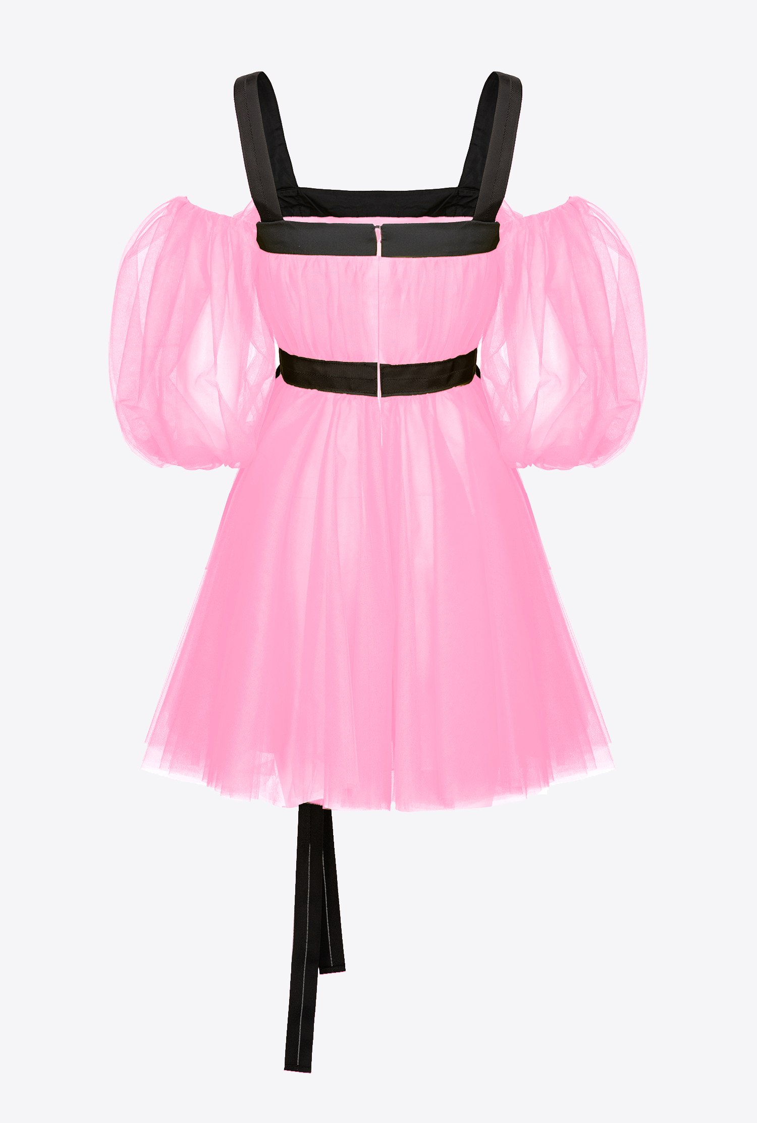 Tulle mini dress with balloon sleeves