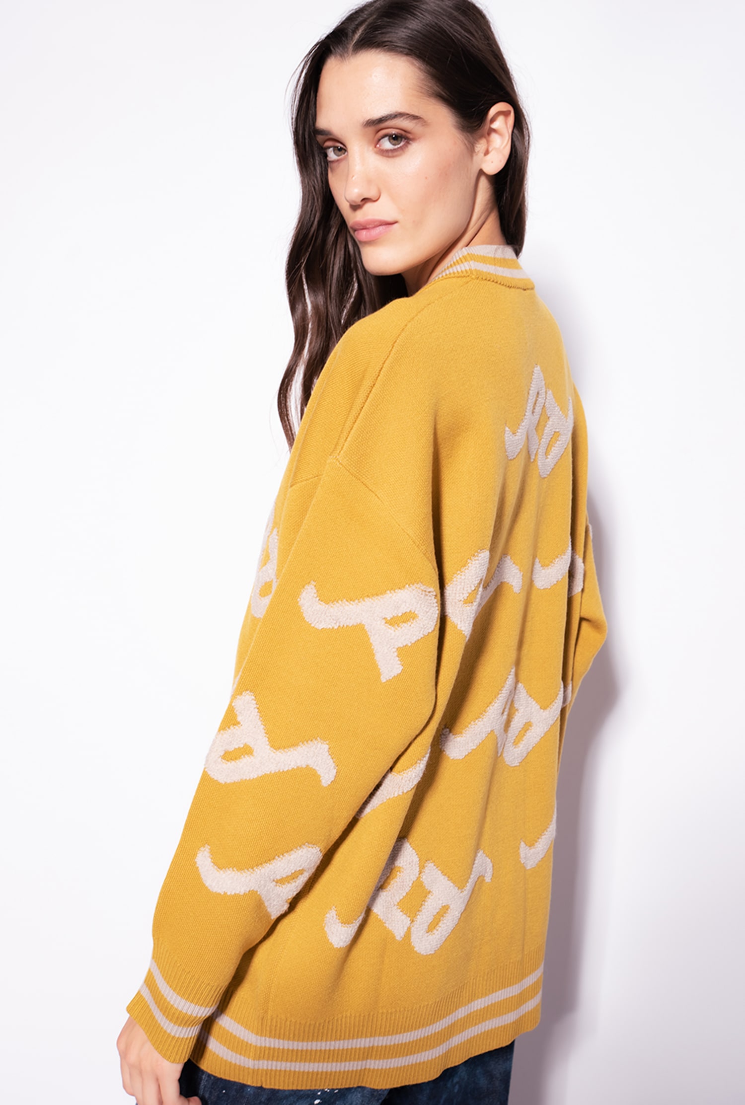 Jacquard college cardigan with logo