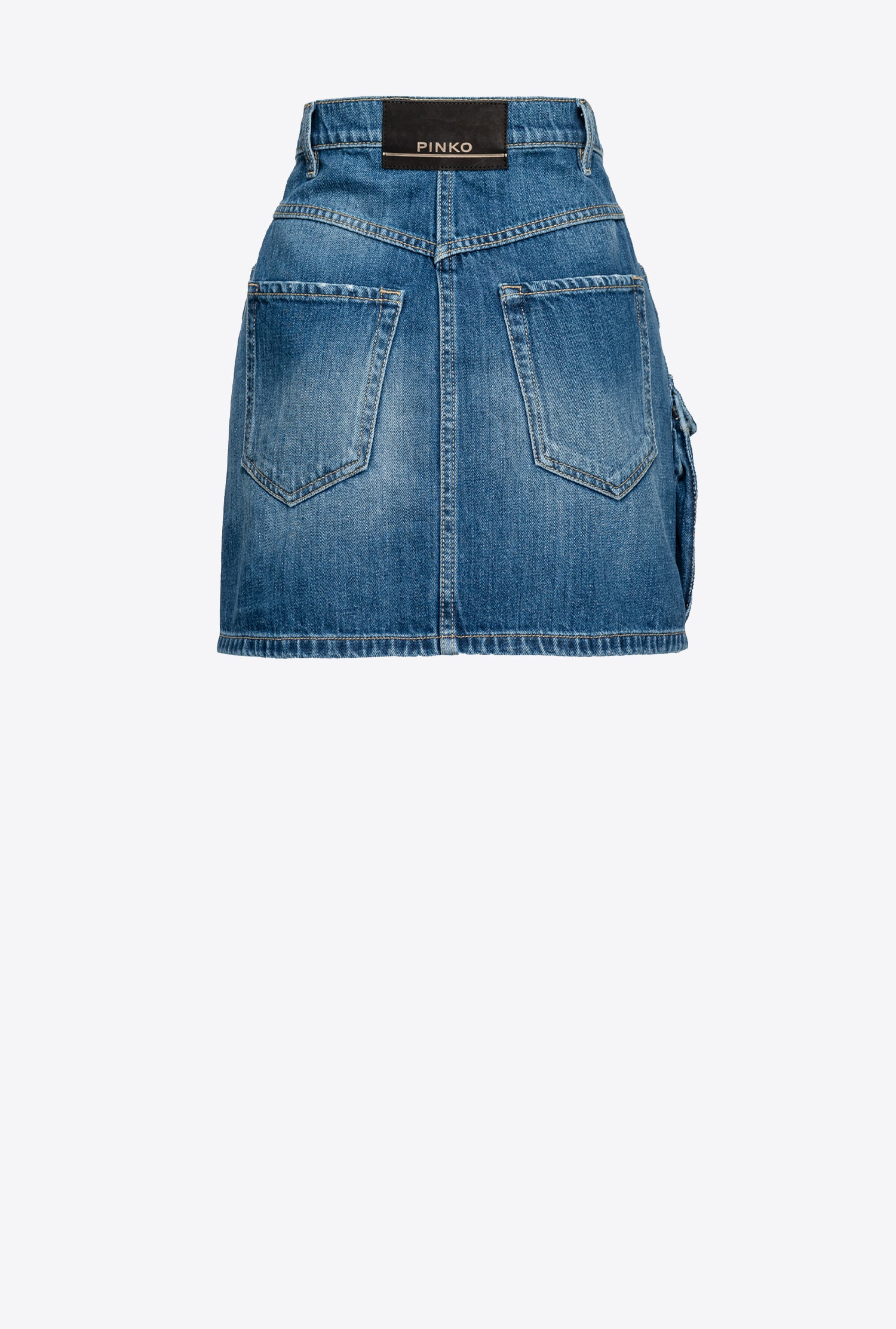 Cargo-style denim mini skirt