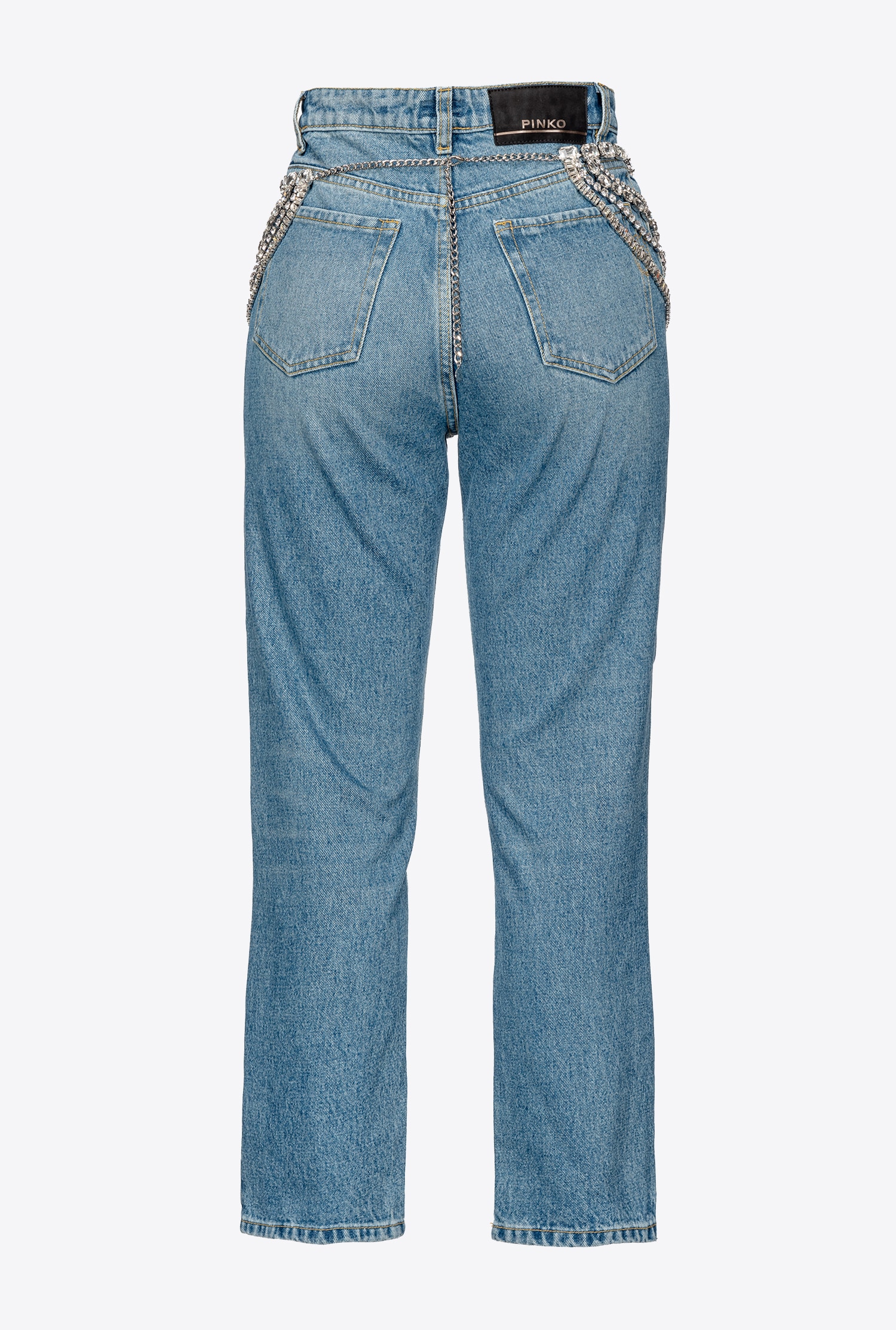 Jeans with jewel chains