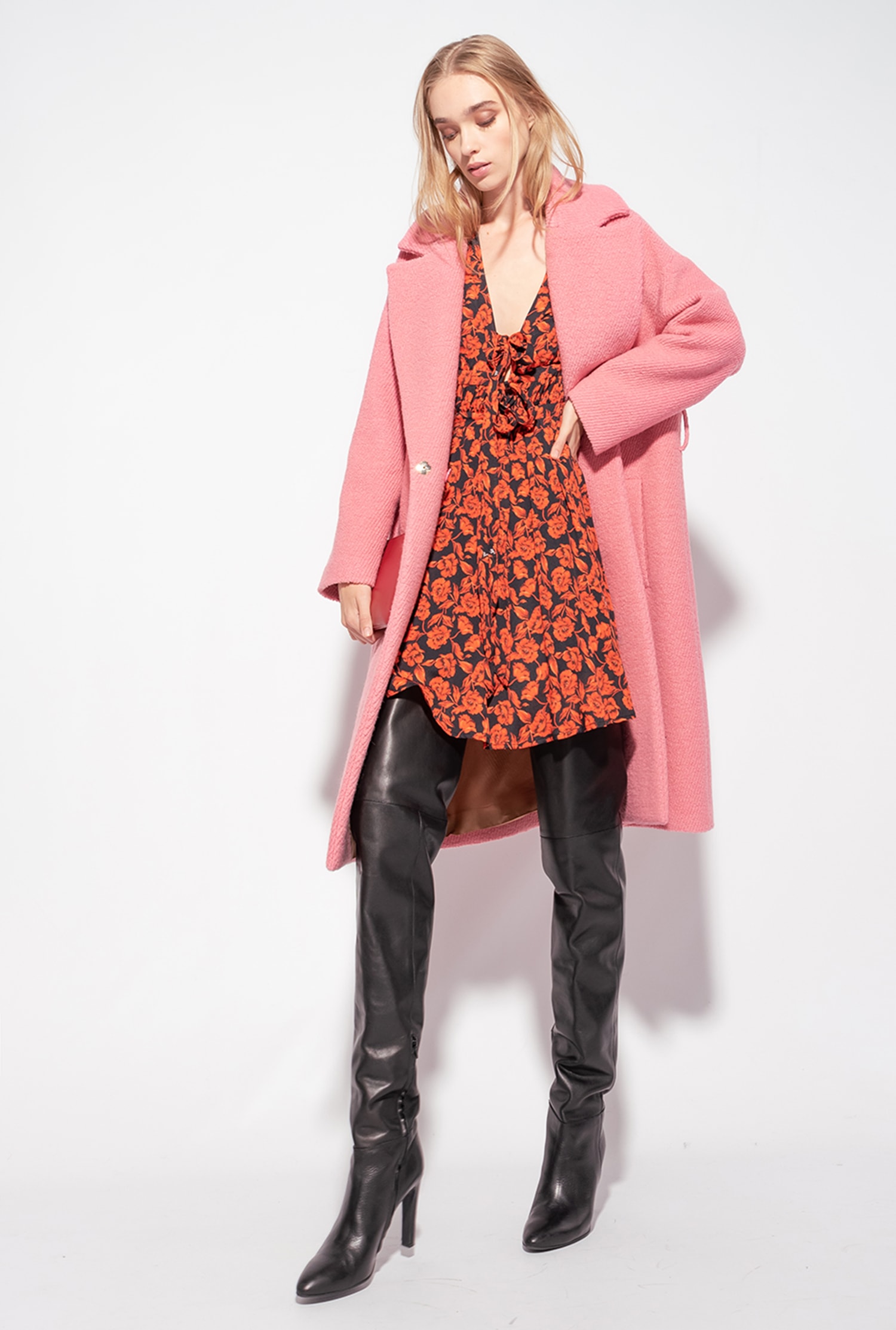 Two-tone floral mini dress