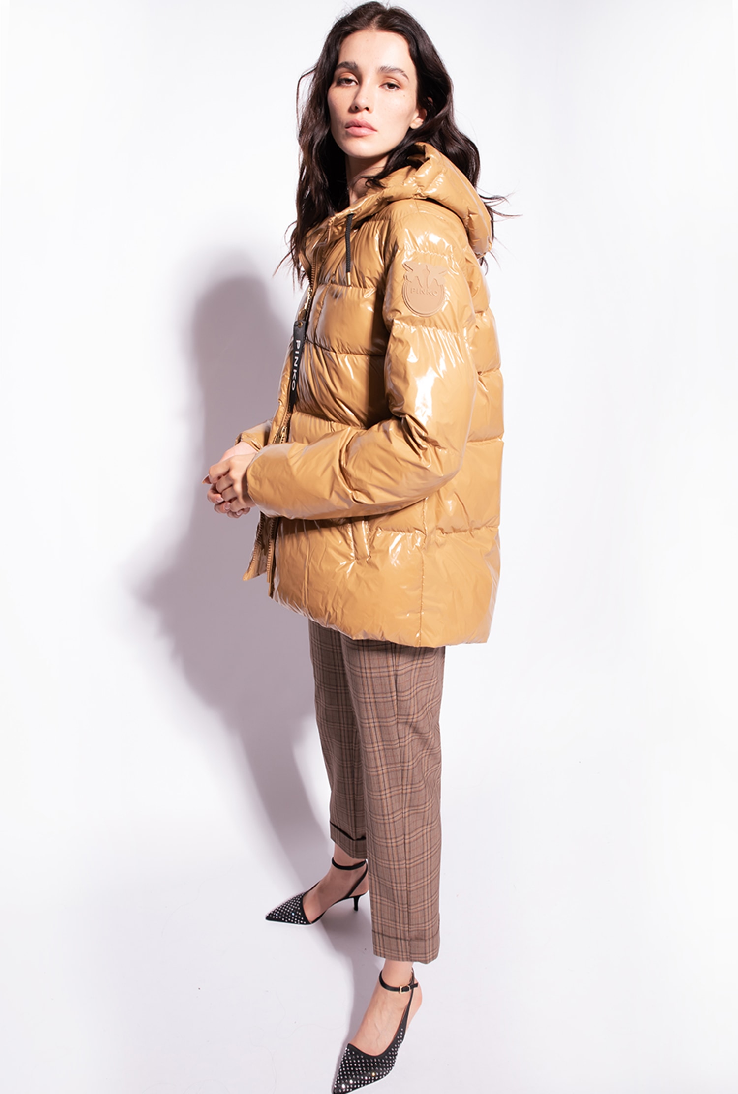 Crystal nylon pea jacket