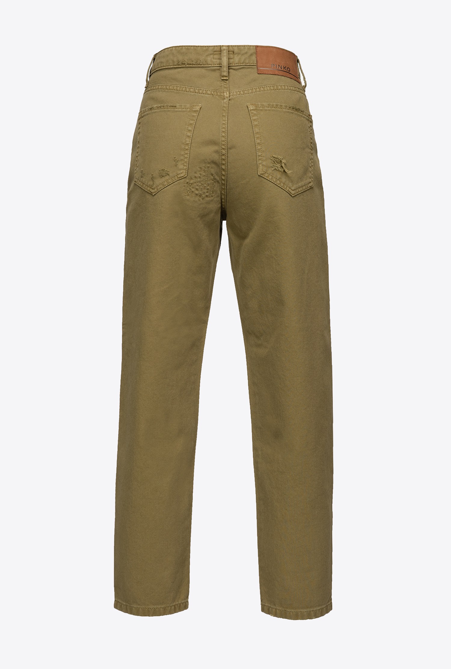 Mom-fit trousers in ripped bull fabric