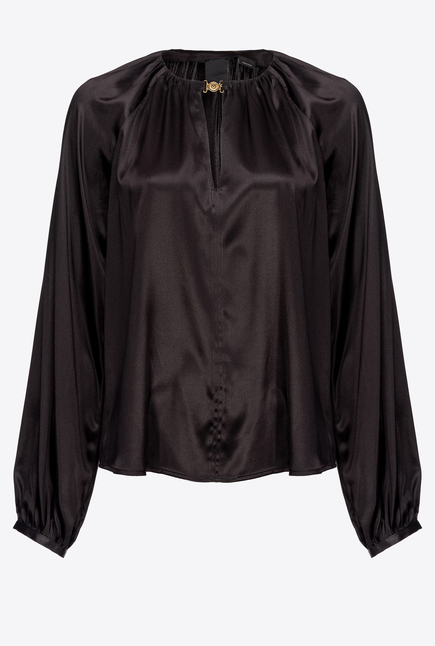 Long-sleeved stretch satin blouse