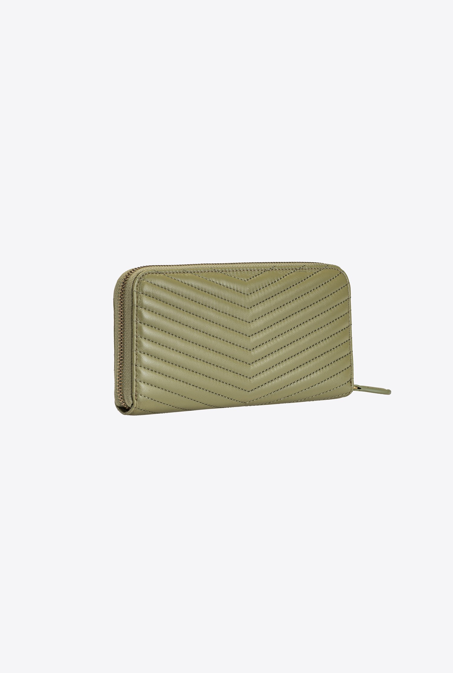 Zip-around purse in chevron-patterned nappa leather