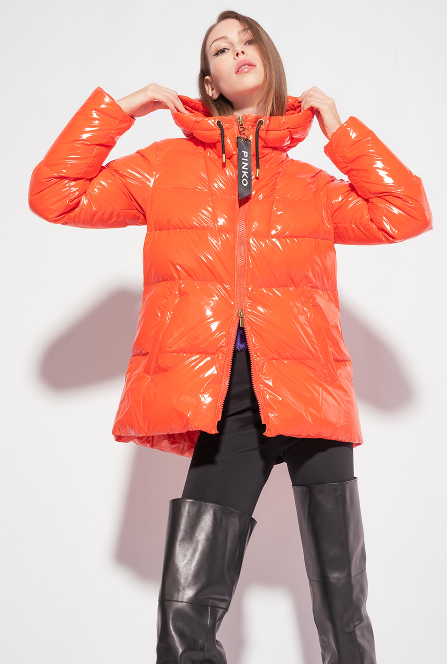 Crystal nylon pea jacket