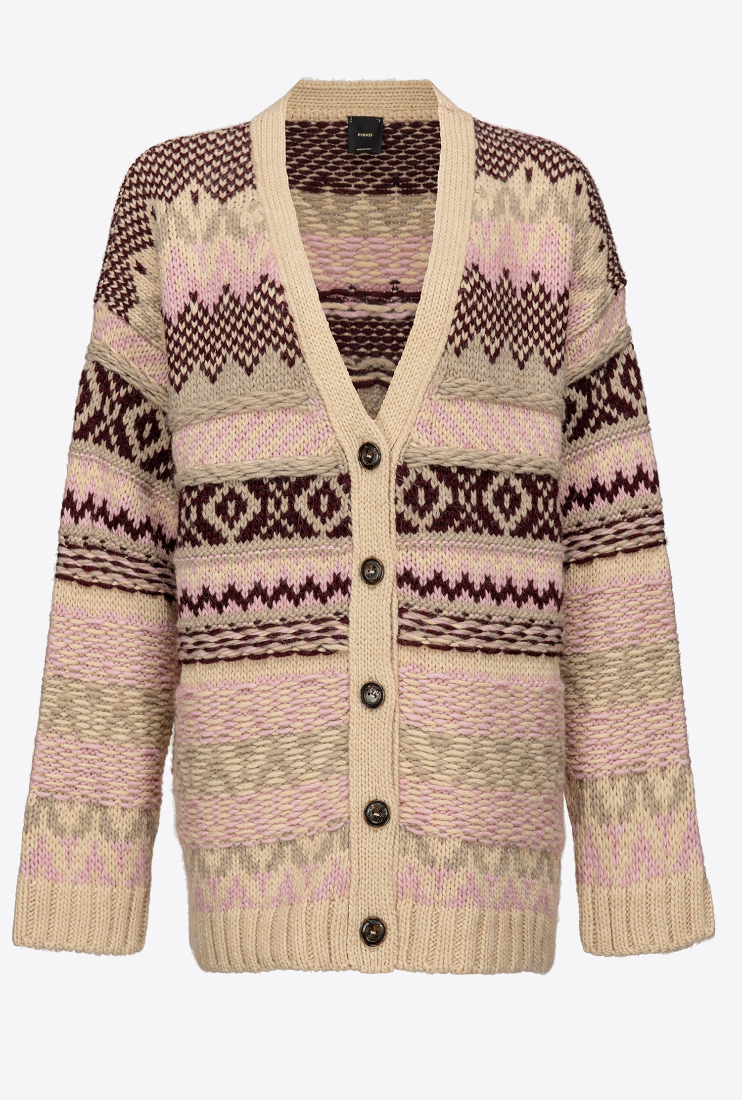 Alpaca-blend jacquard cardigan
