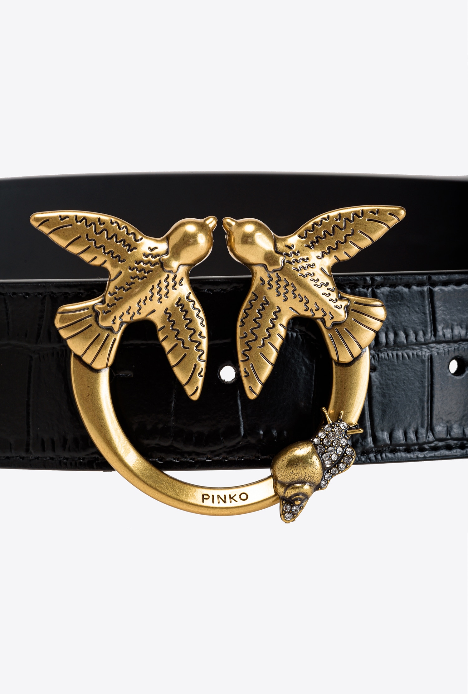 Love Birds belt with crocodile print