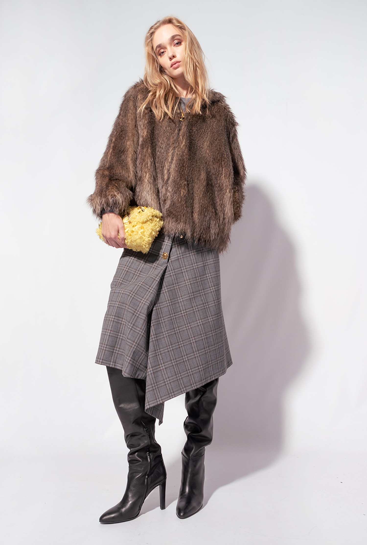 Faux fur bomber jacket