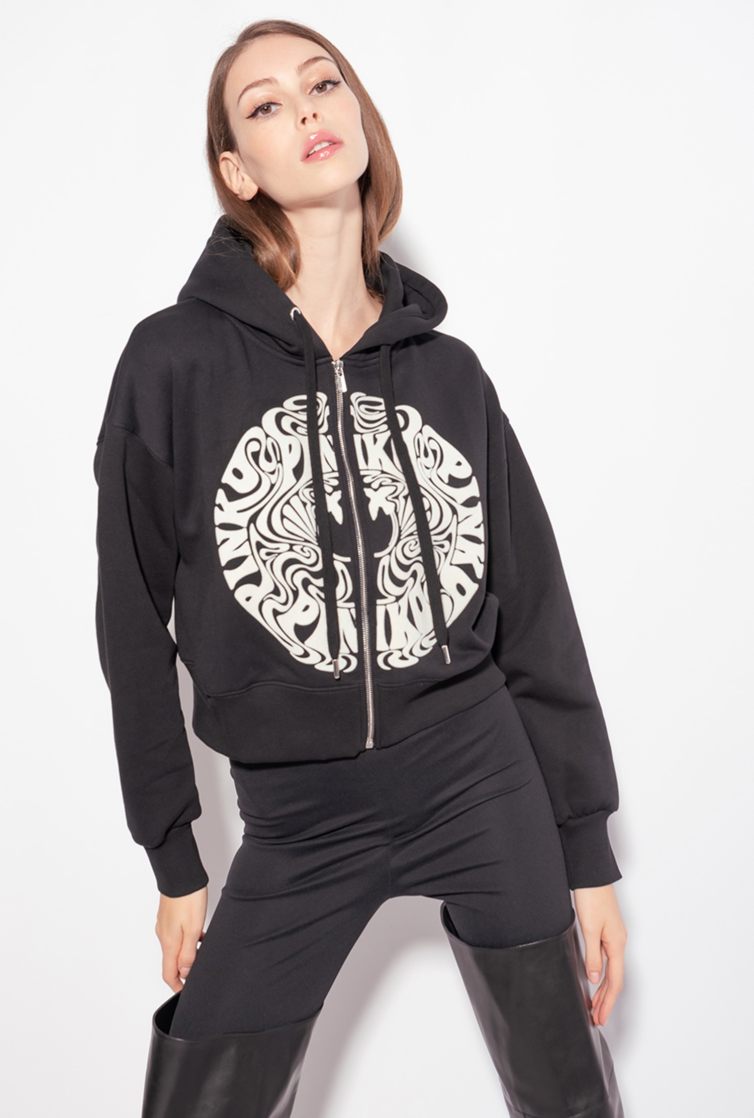 Cropped zipped sweatshirt with Love Birds logo