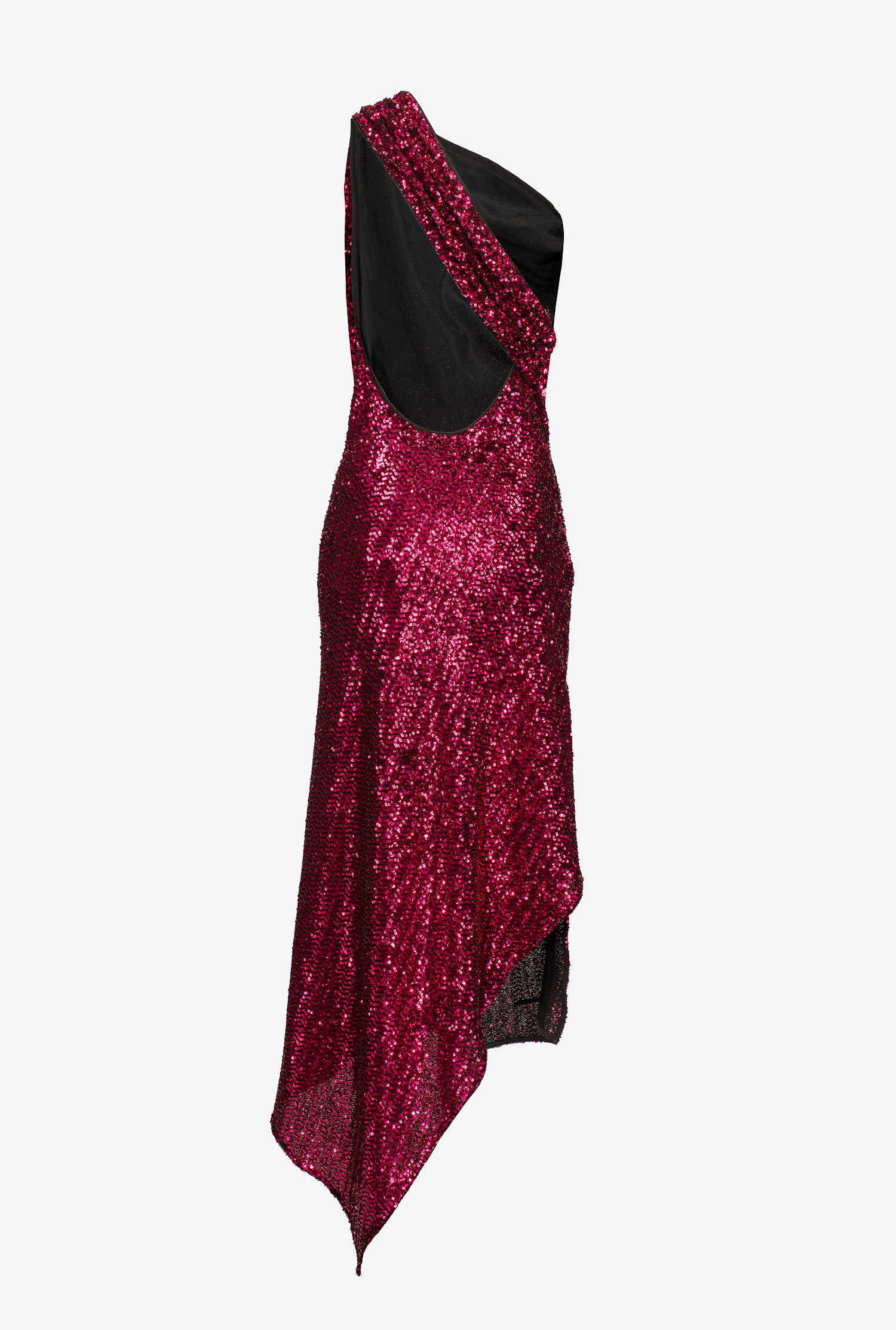 Fully sequinned one-shoulder dress