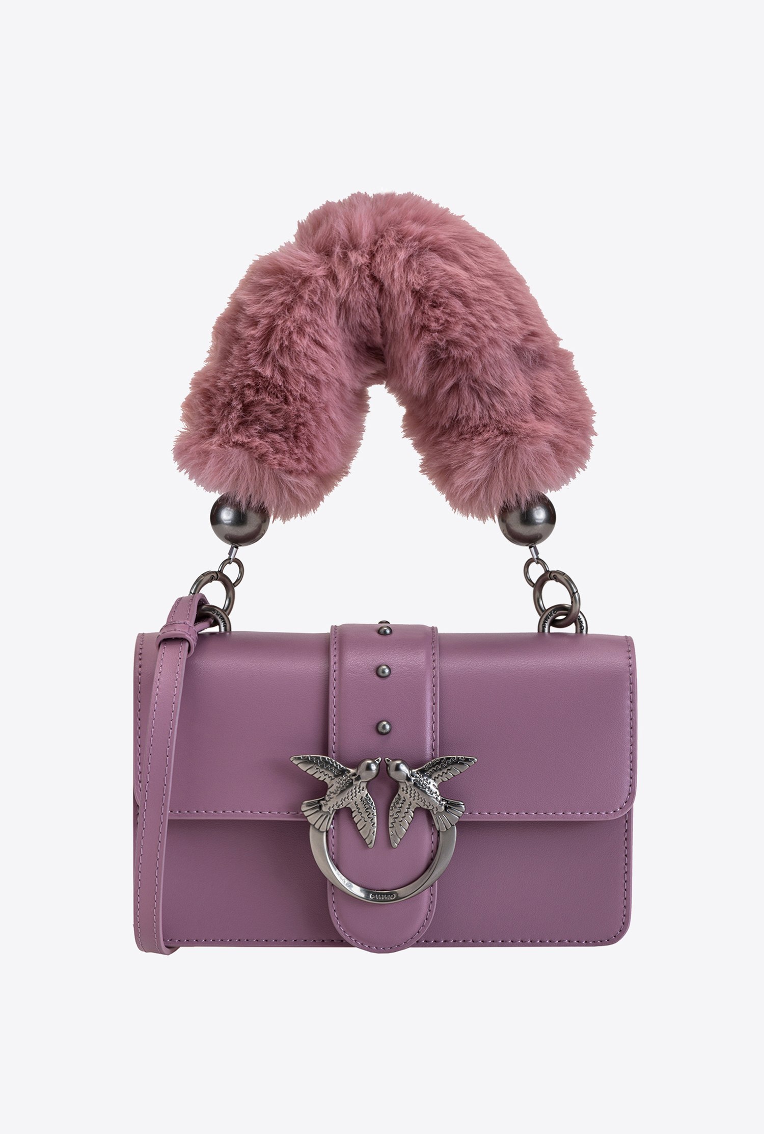 Mini Love Bag Icon with faux fur shoulder strap