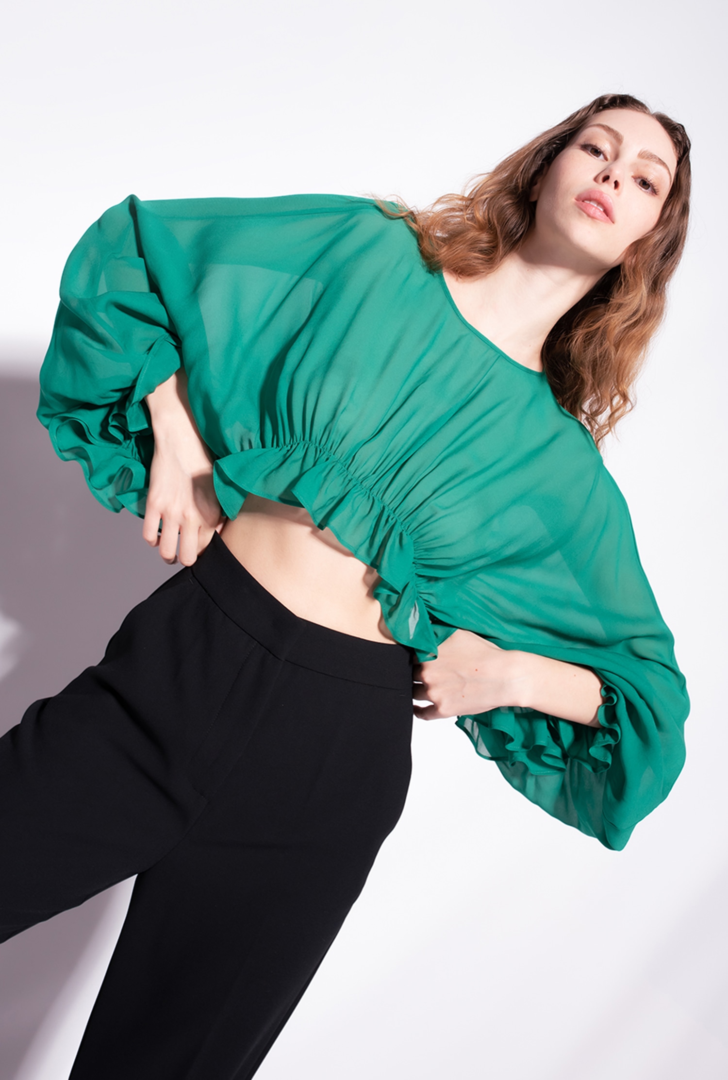 Shrug top with frills