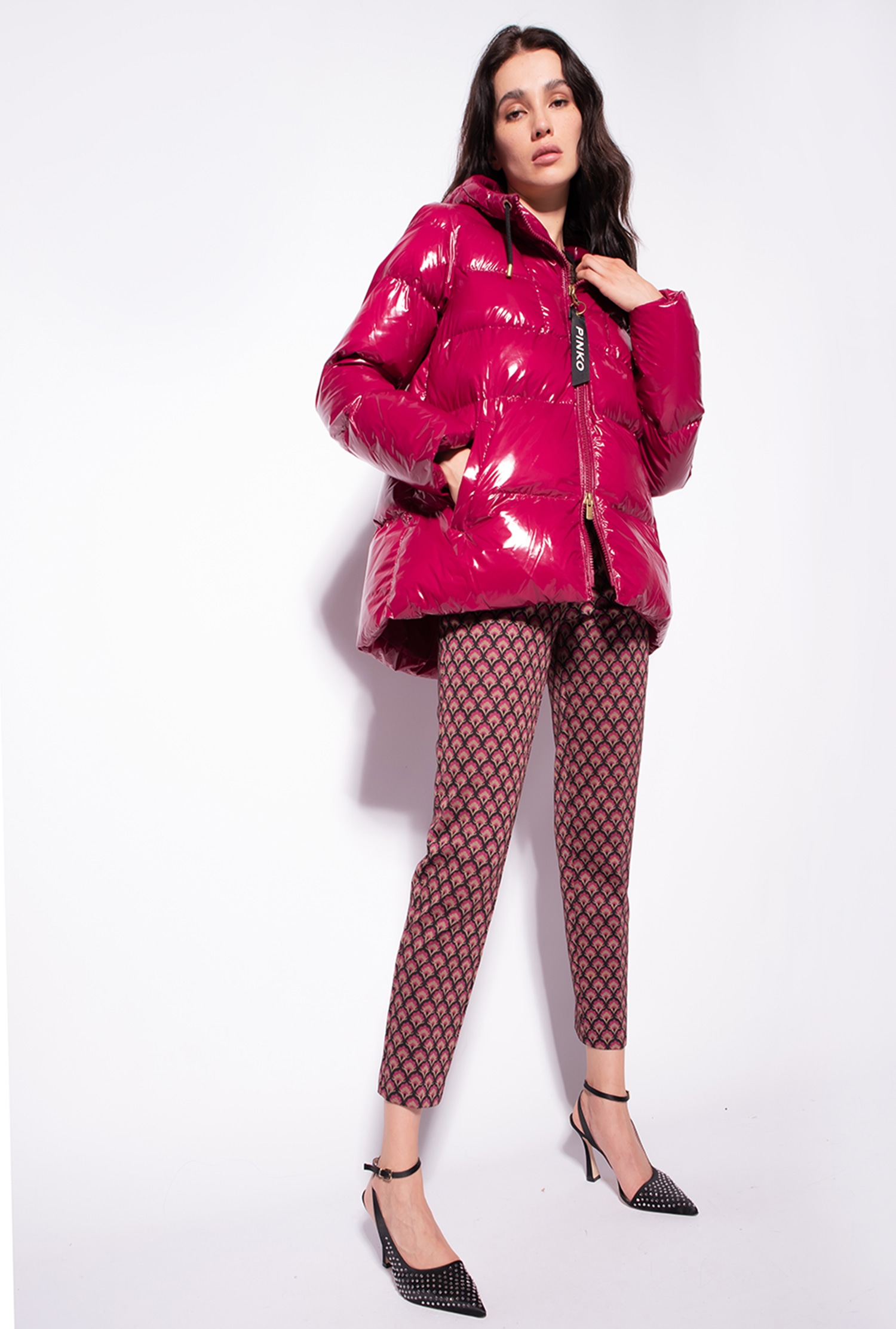 Crystal nylon pea jacket