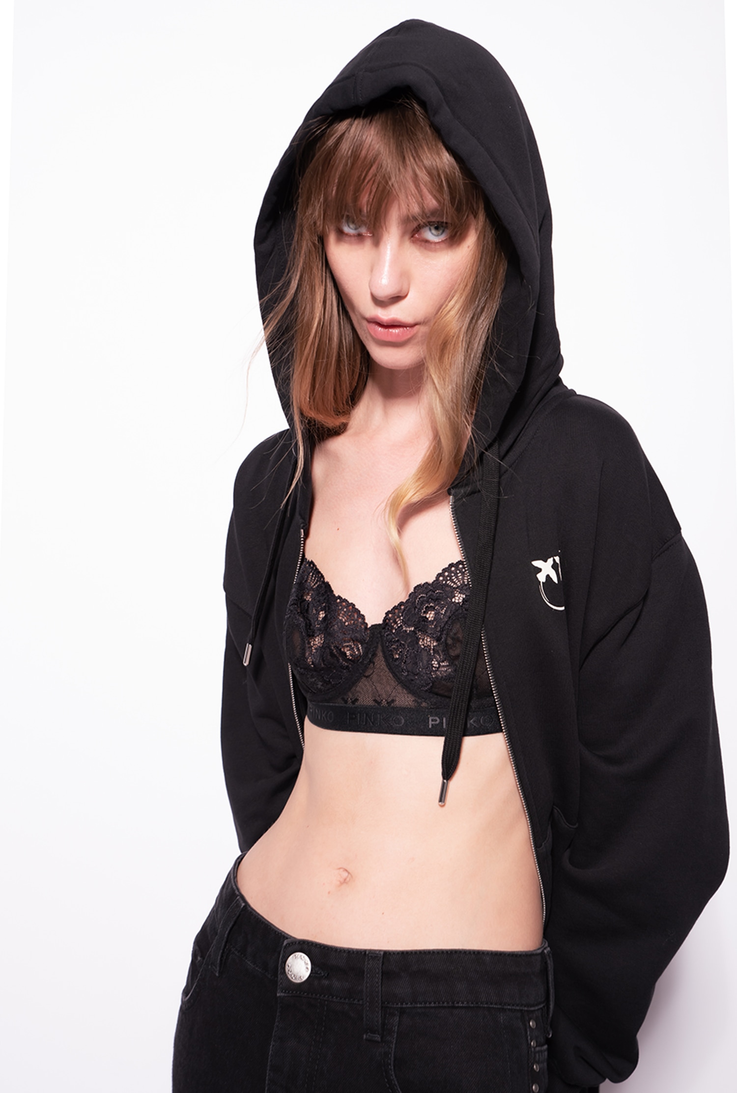 Zipped sweatshirt with Love Birds logo