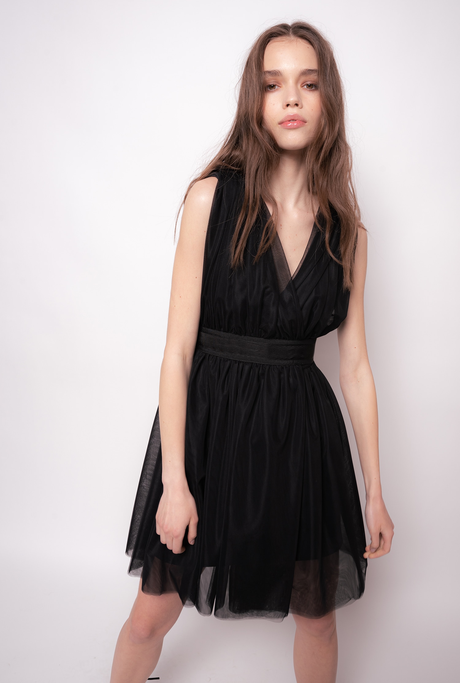 Tulle and cady mini dress