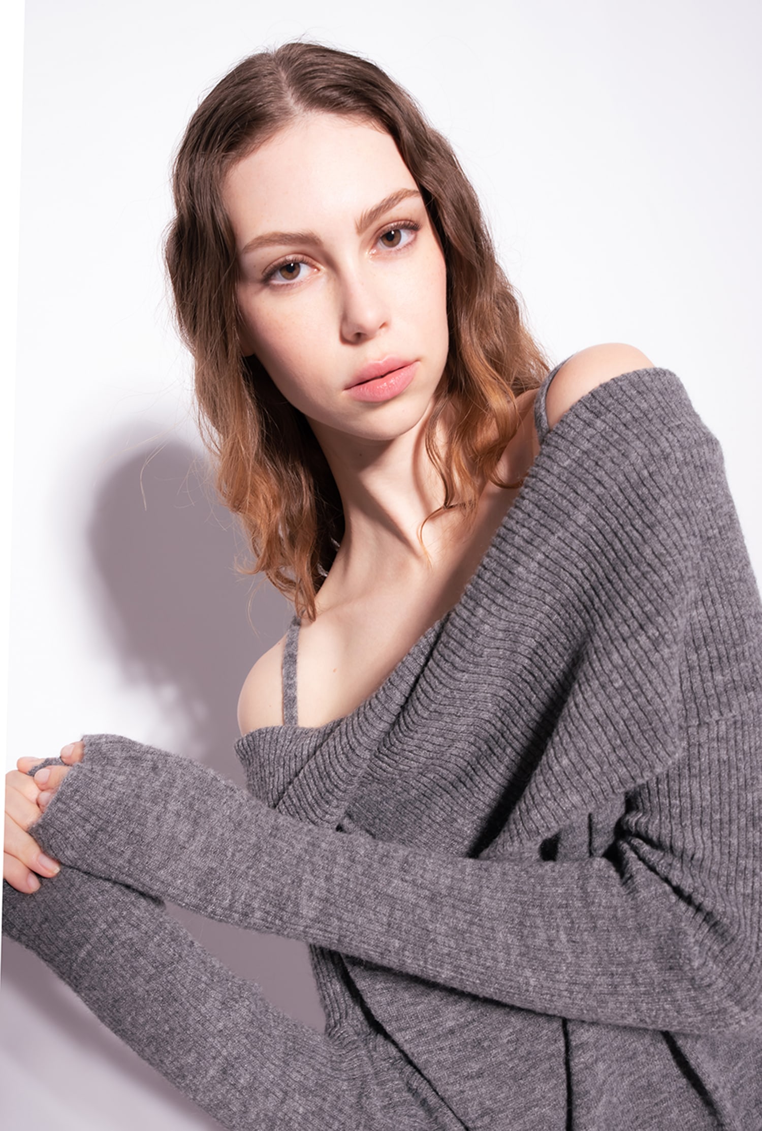 Off-the-shoulder knit dress