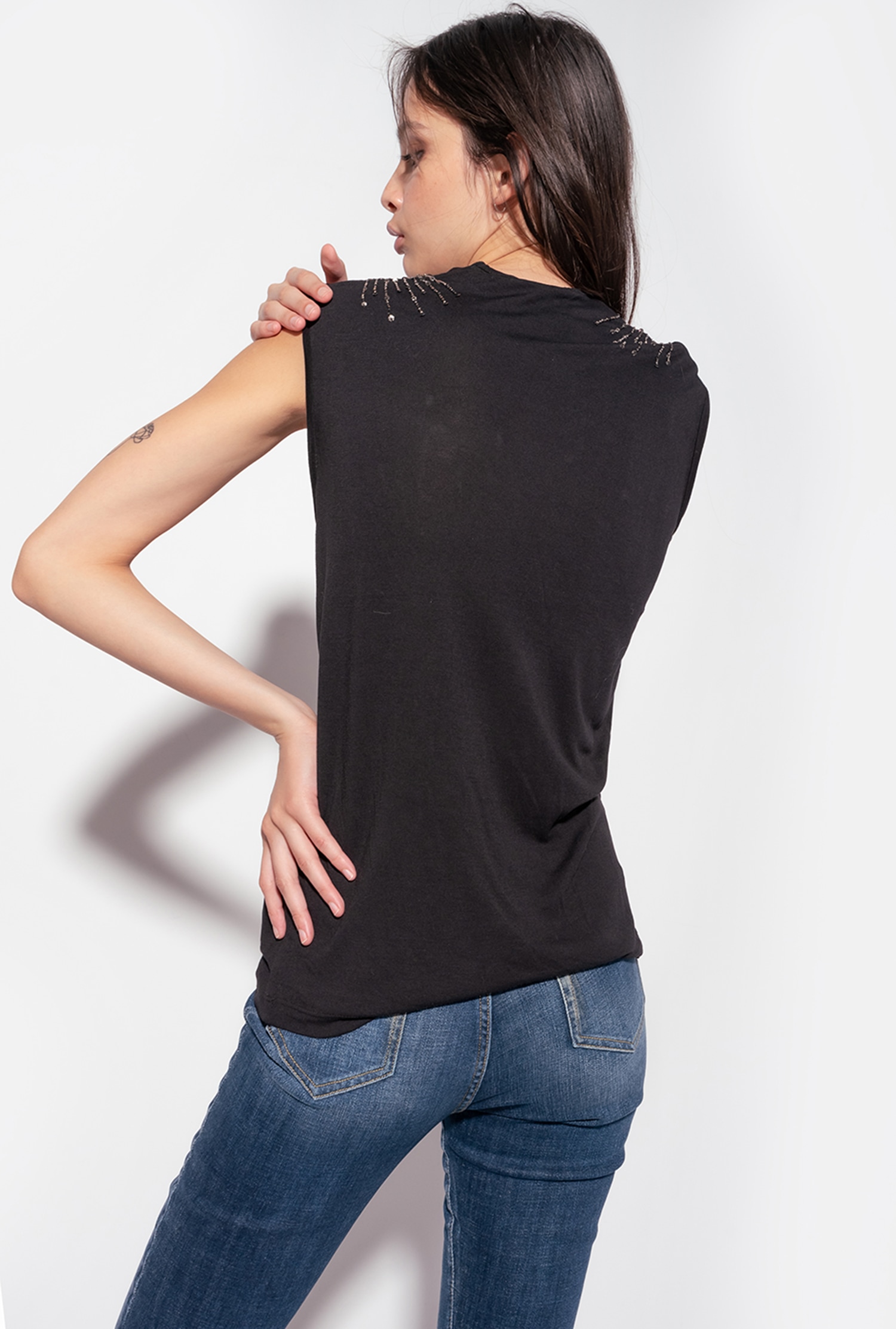 Top with shiny star embroidery