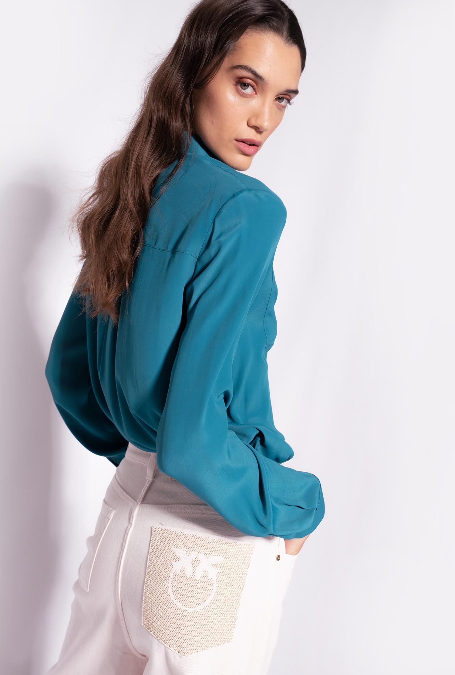 Silk-blend shirt with breast pocket