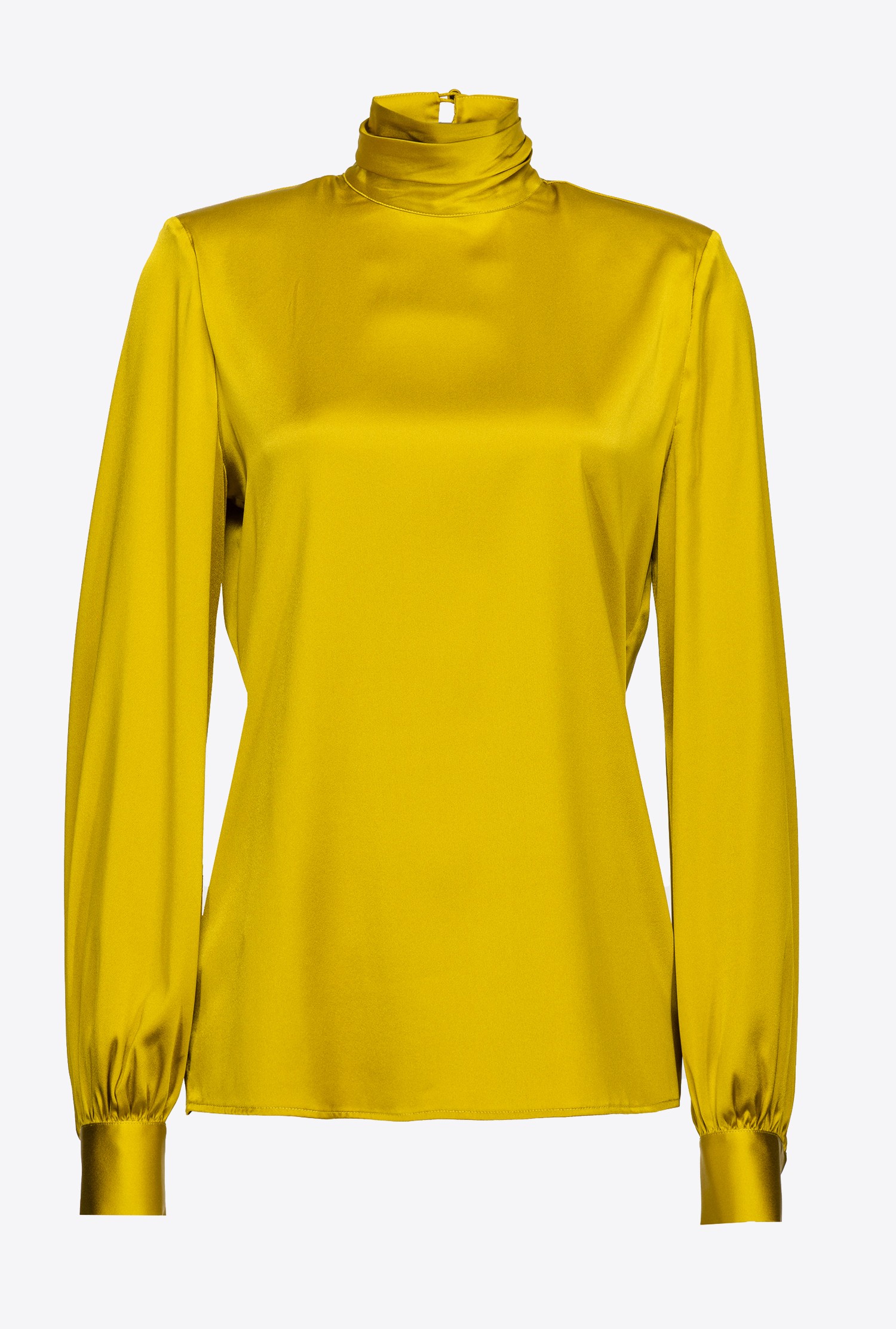 Stretch satin turtleneck blouse