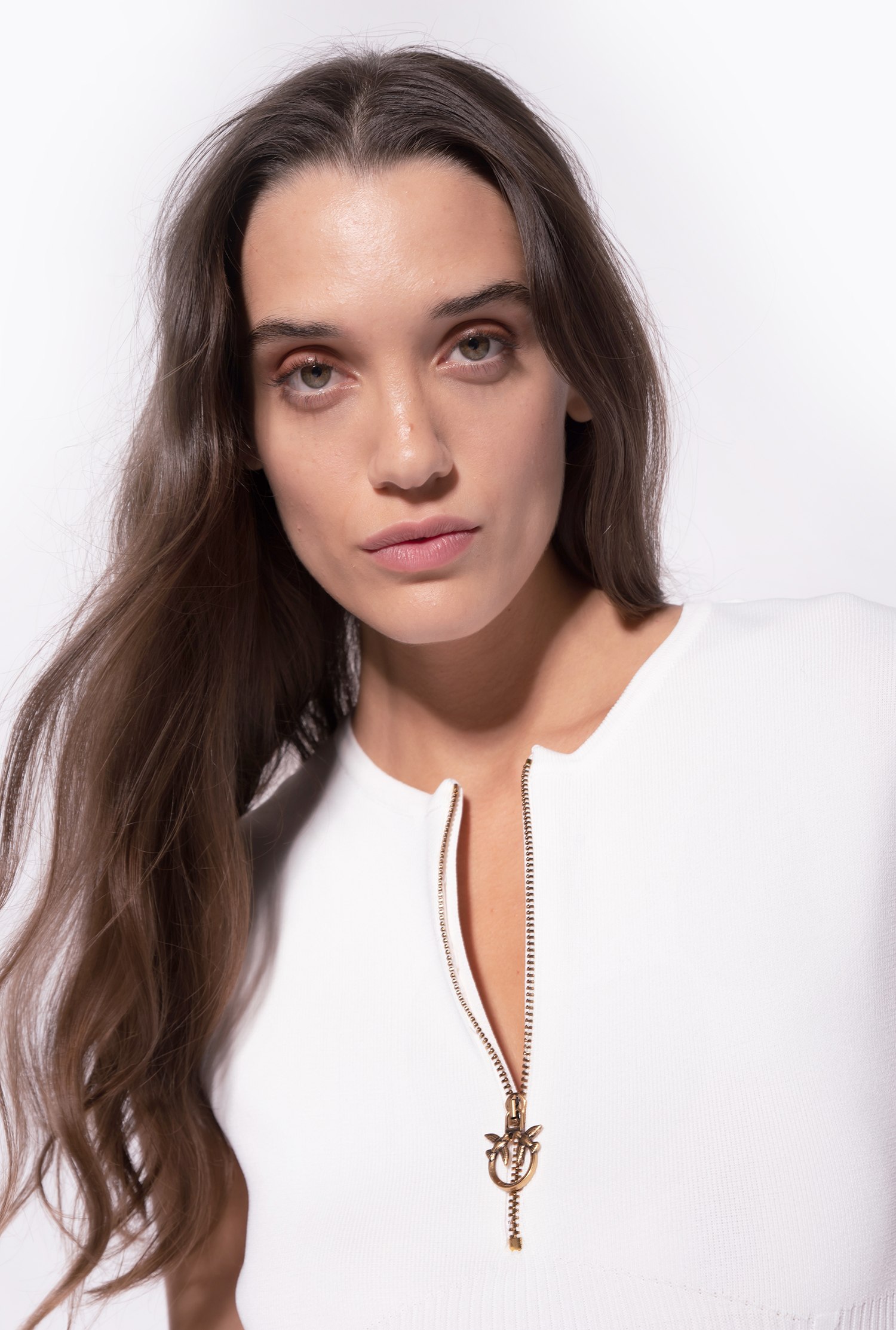 Knit mini dress with zip