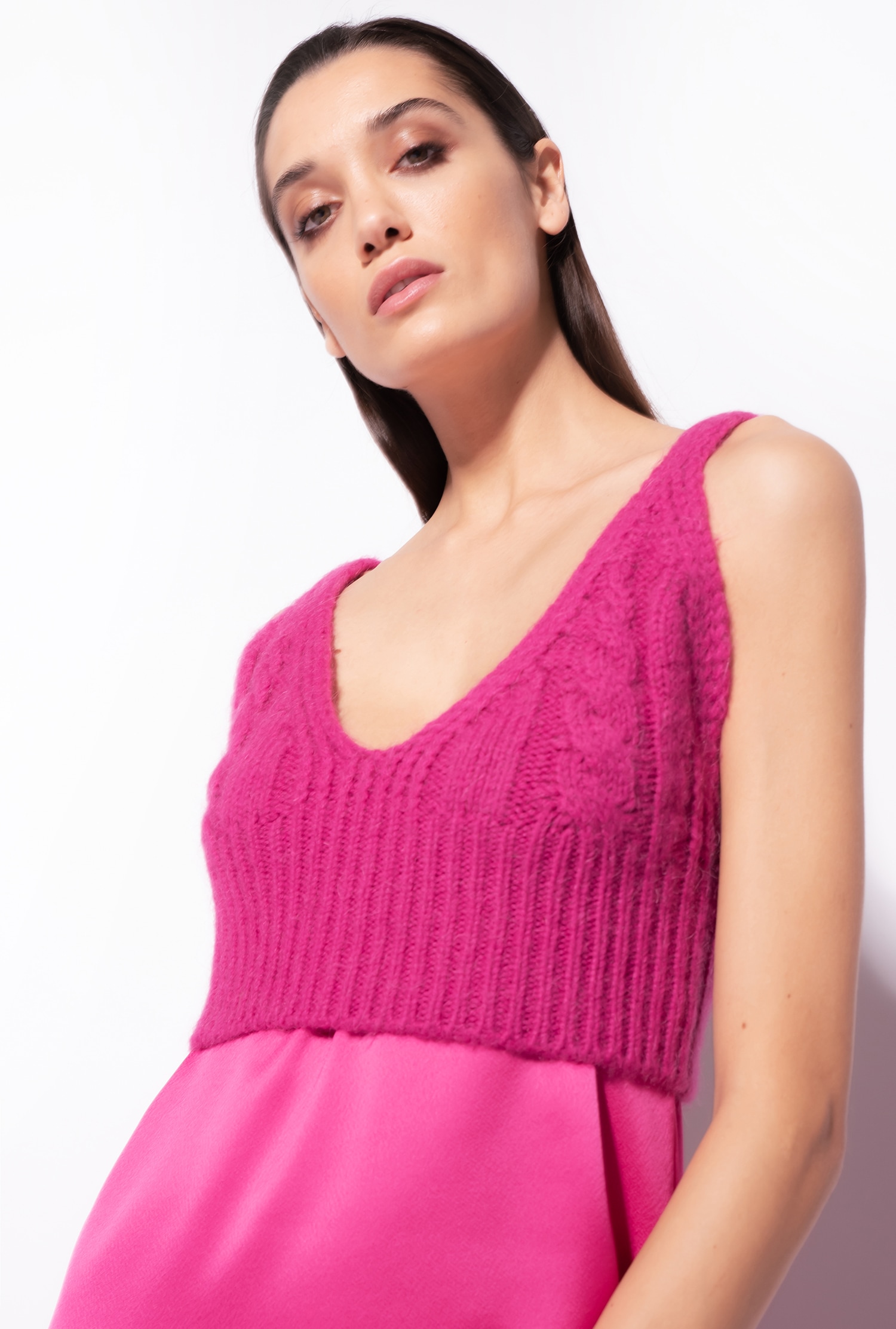 Dress with knit top
