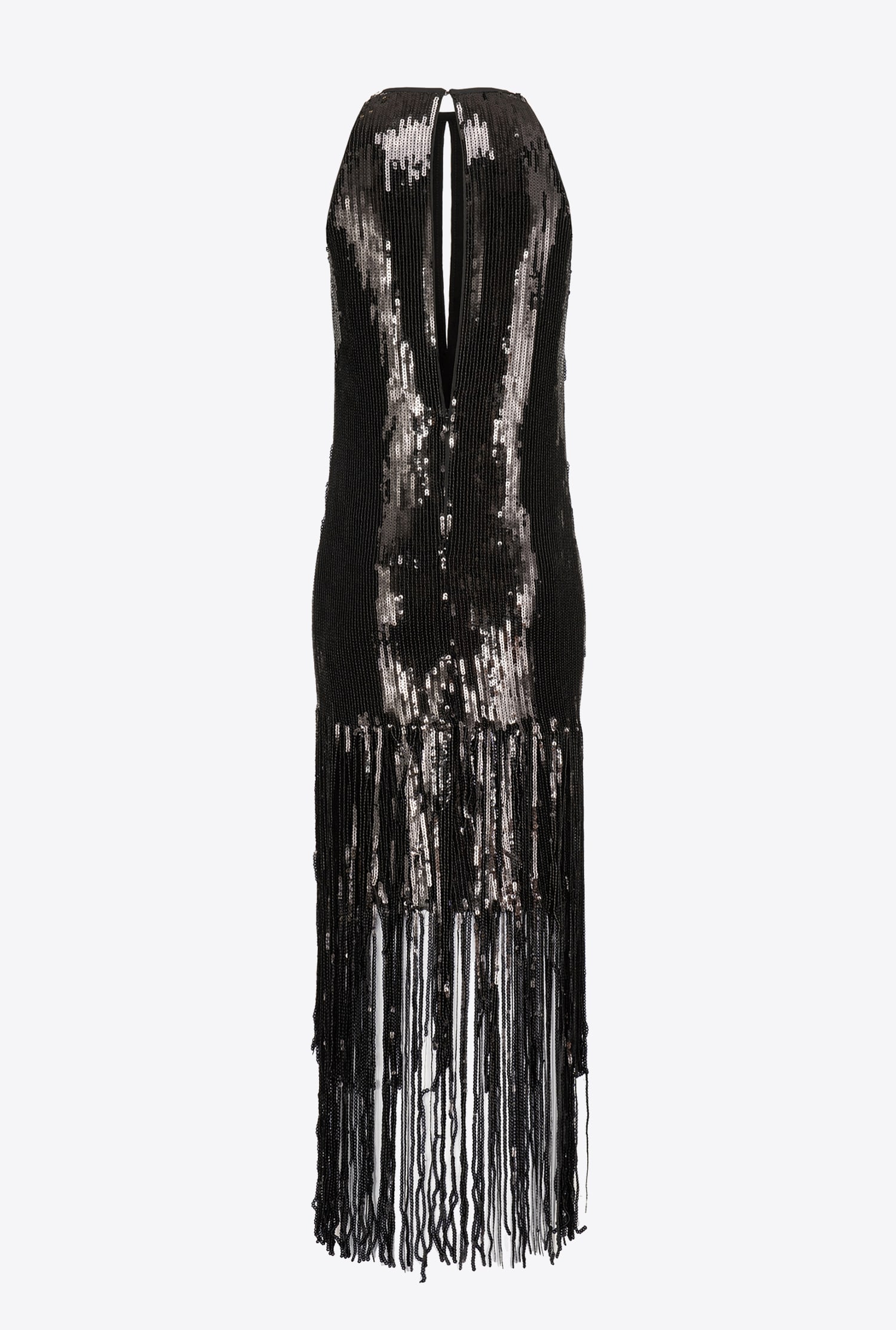Fully sequinned dress with fringing