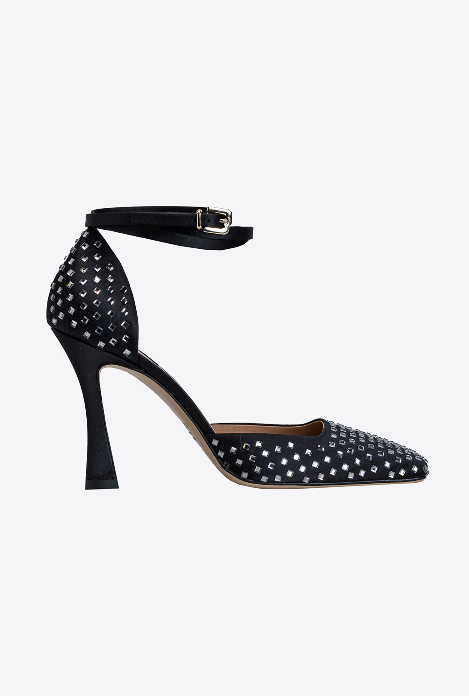 Heeled shoes with rhinestones