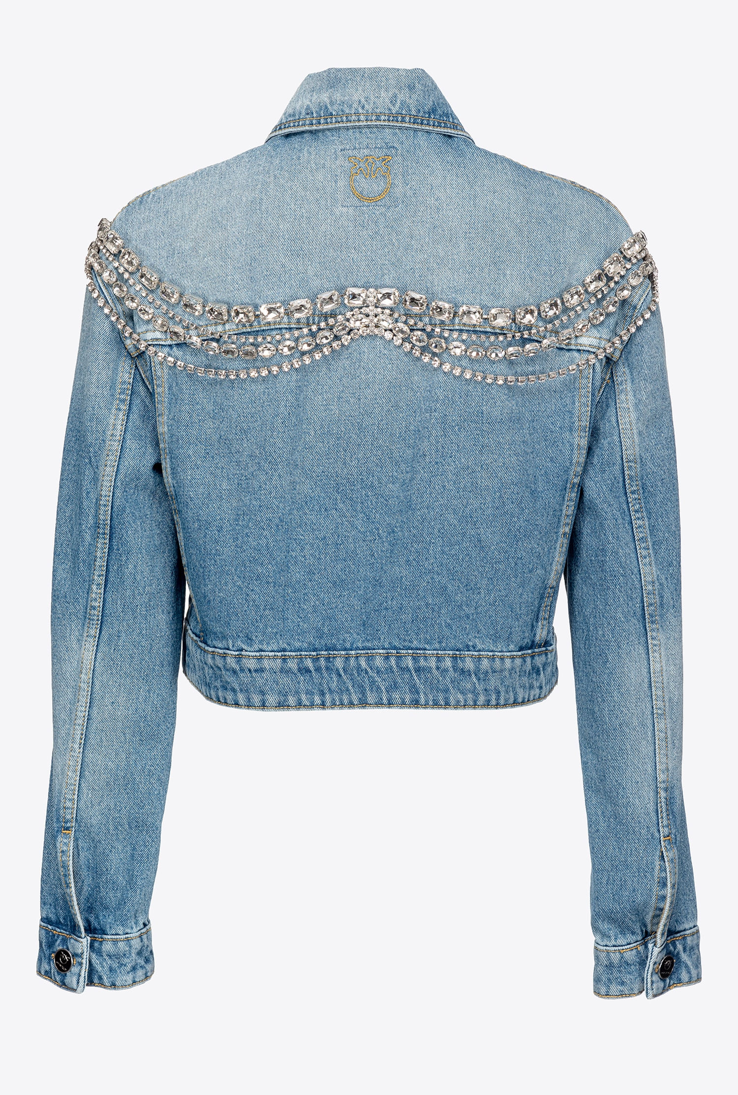 Denim jacket with jewel chains