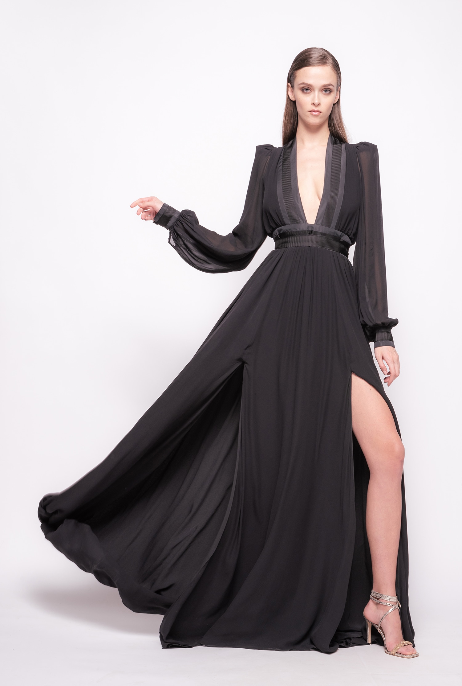 Long, elegant georgette dress