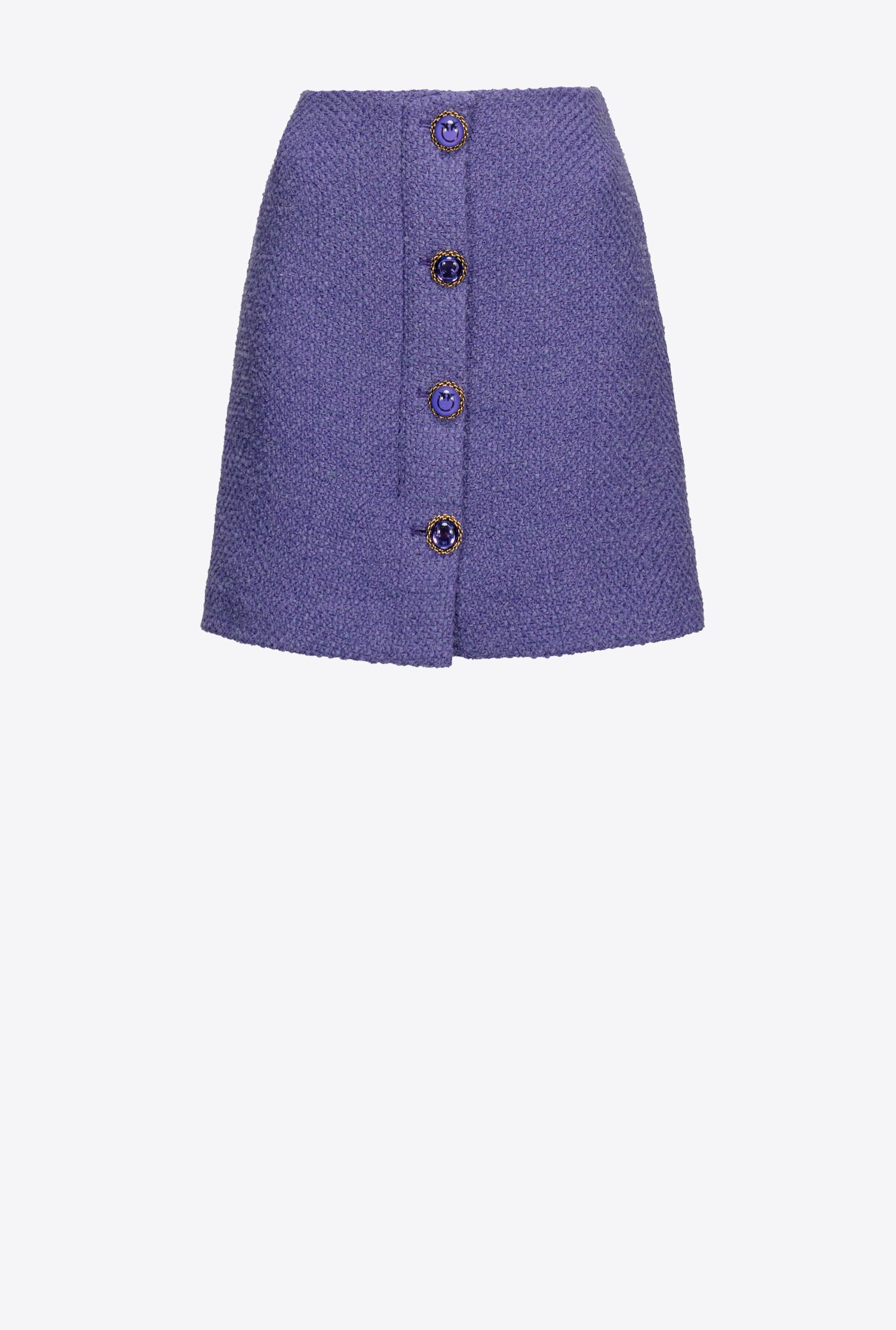 Buttoned bouclé mini skirt