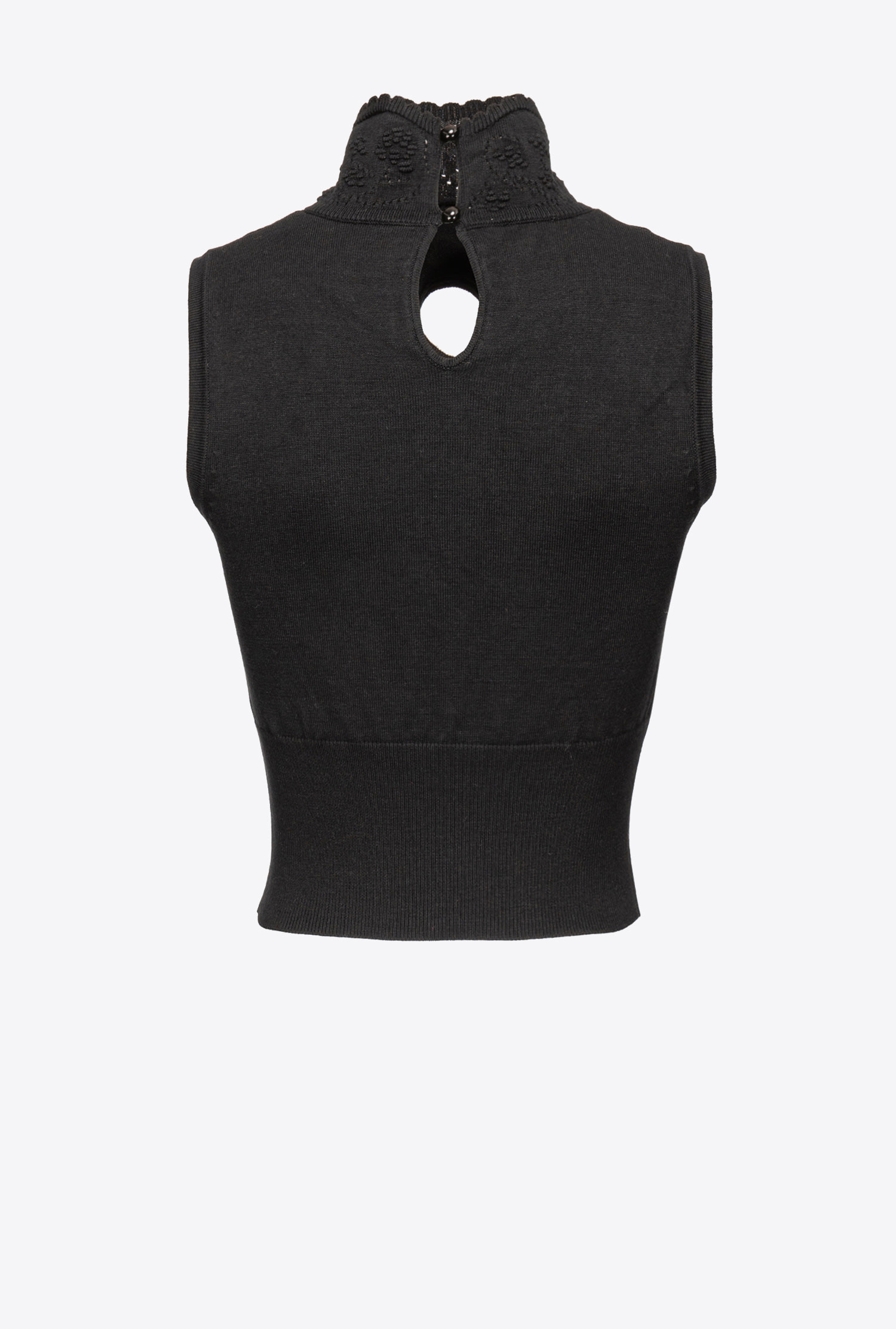 Turtleneck top with openwork