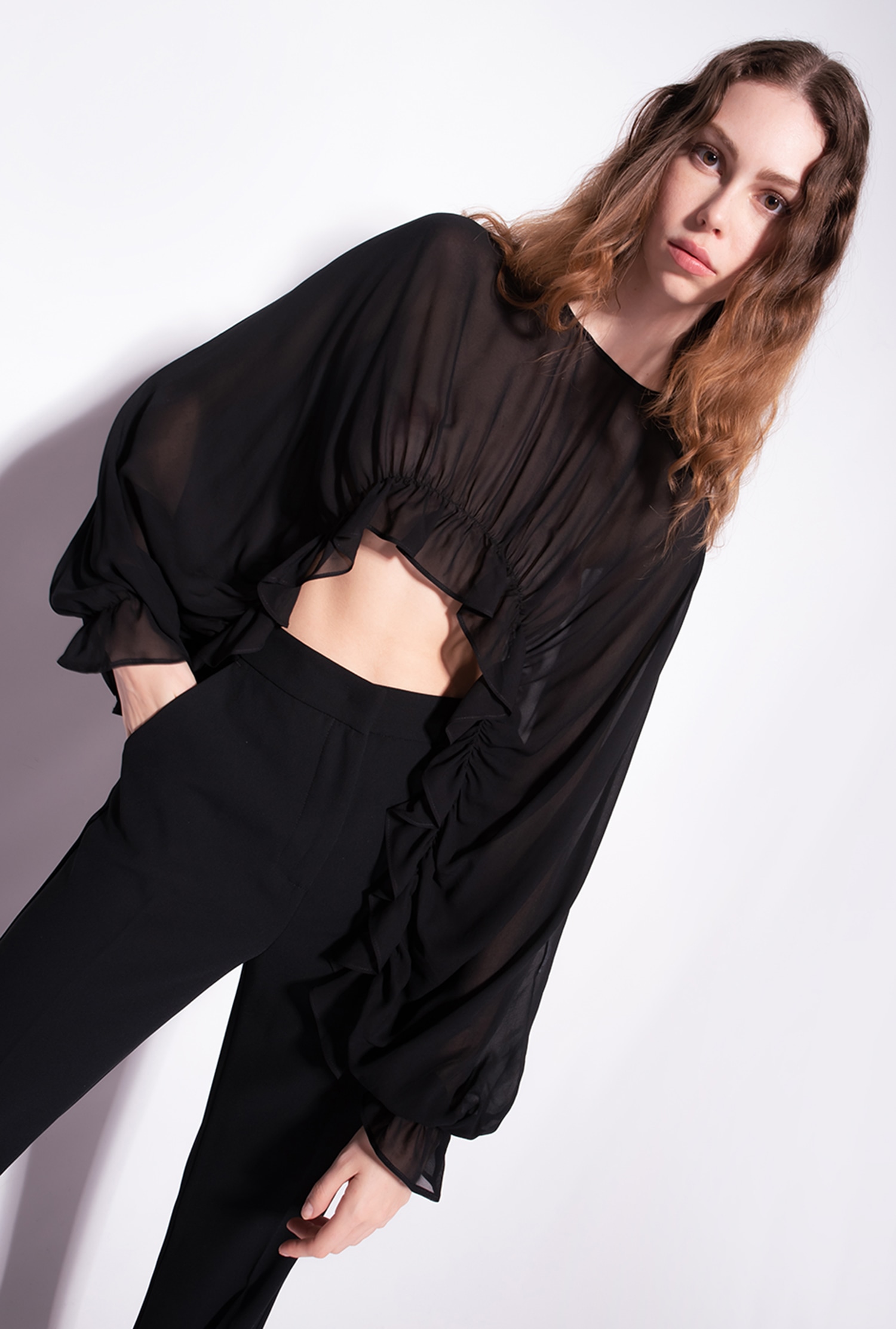 Shrug top with frills