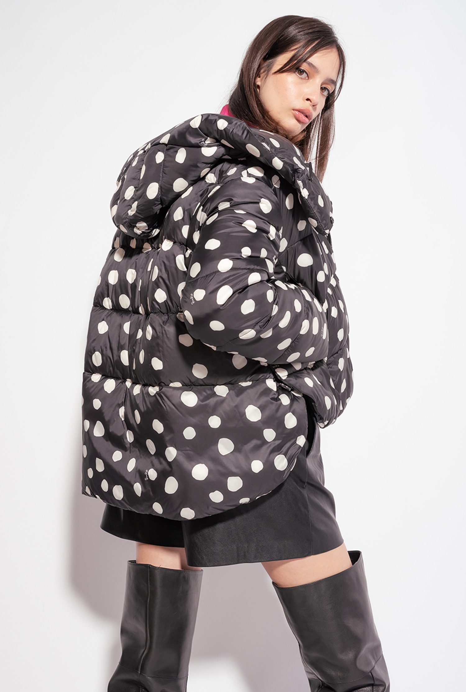 Polka-dot down jacket