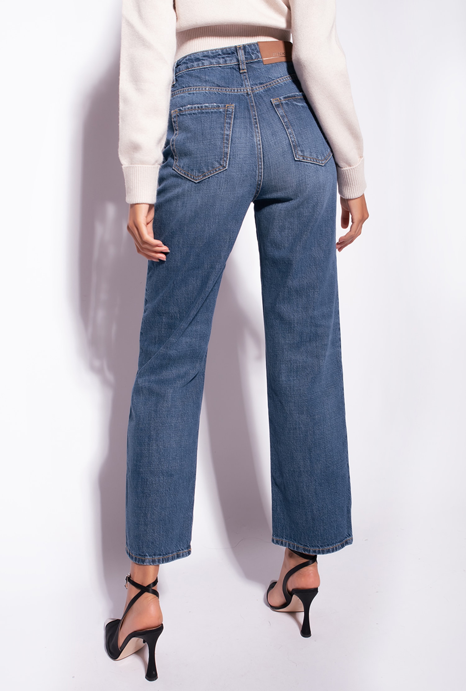 Straight-cut vintage denim jeans