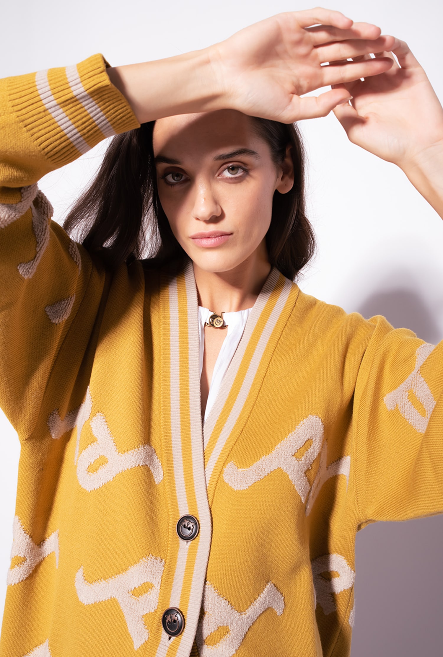 Jacquard college cardigan with logo