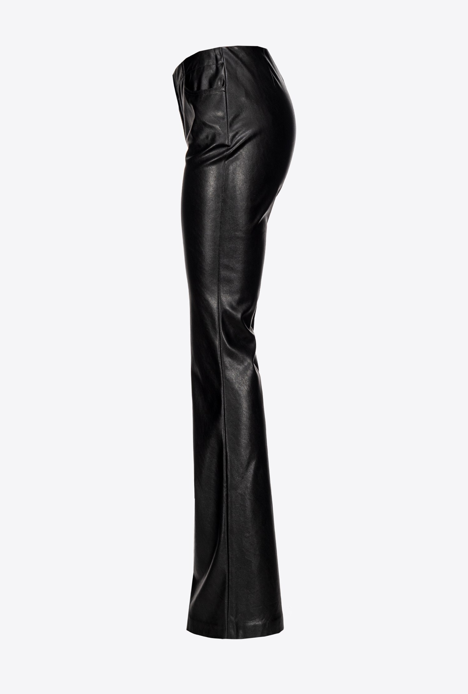 Leather-effect flared trousers