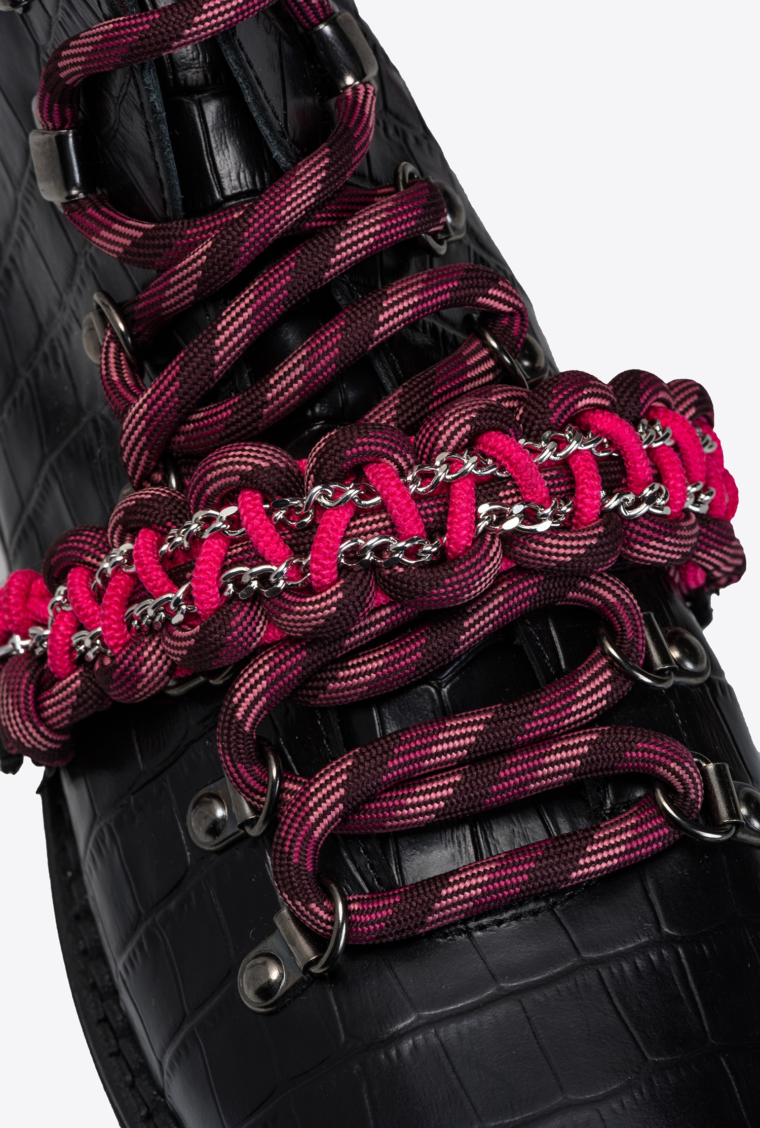 Leather boots with cord insert