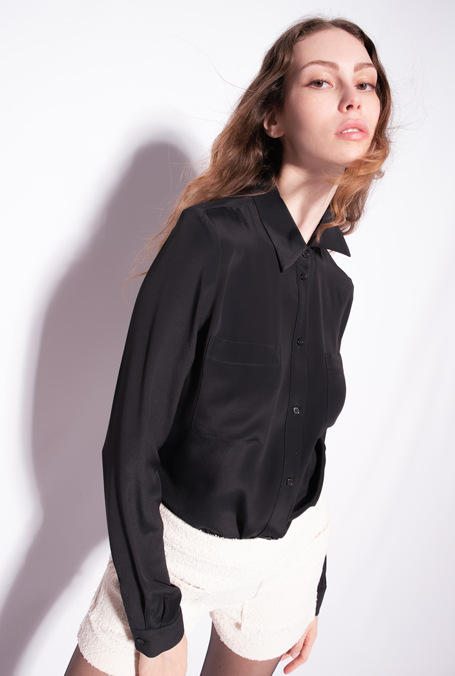 Silk-blend shirt with breast pocket