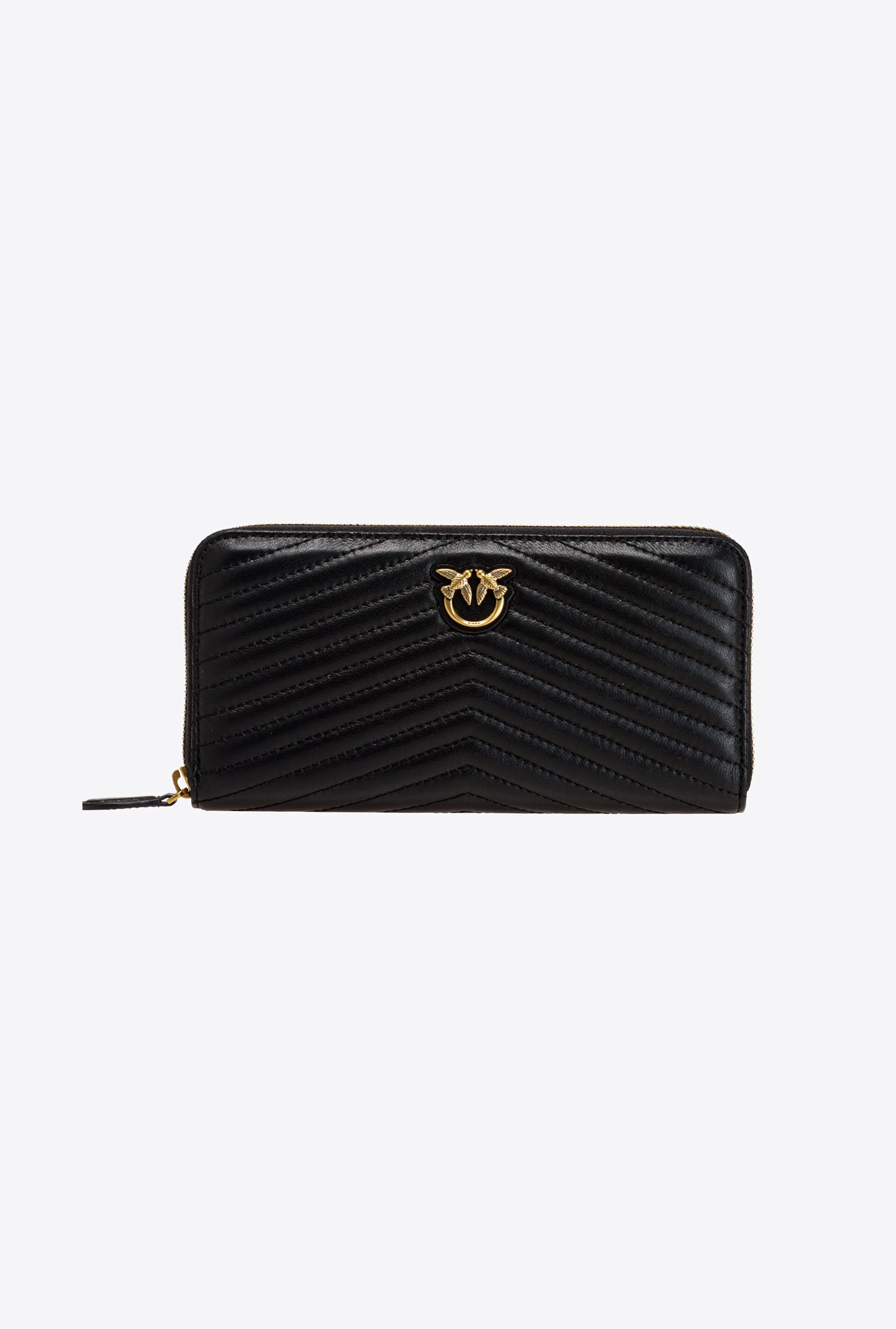 Zip-around purse in chevron-patterned nappa leather